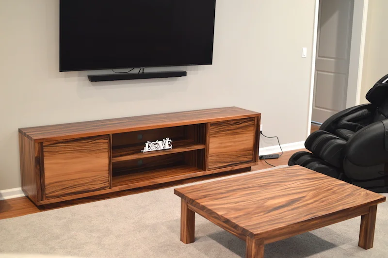 Matching coffee table and media console