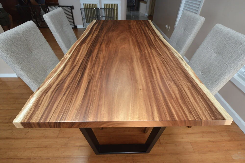 Monkeypod slab table made in Honolulu