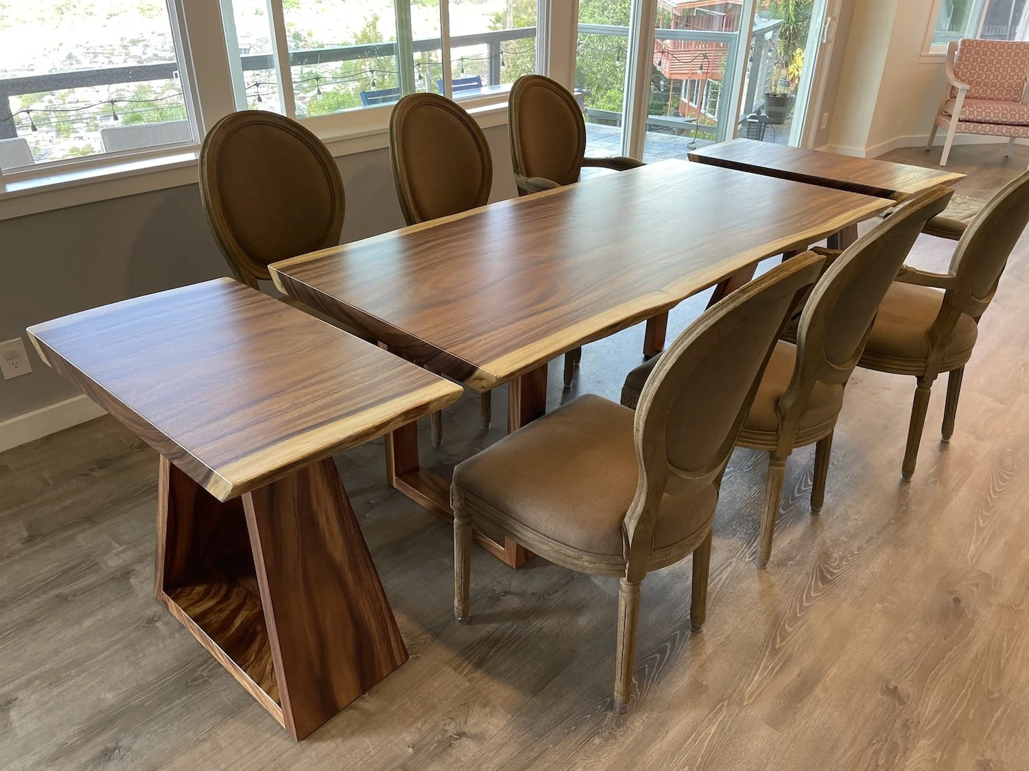 Extendable live edge dining table