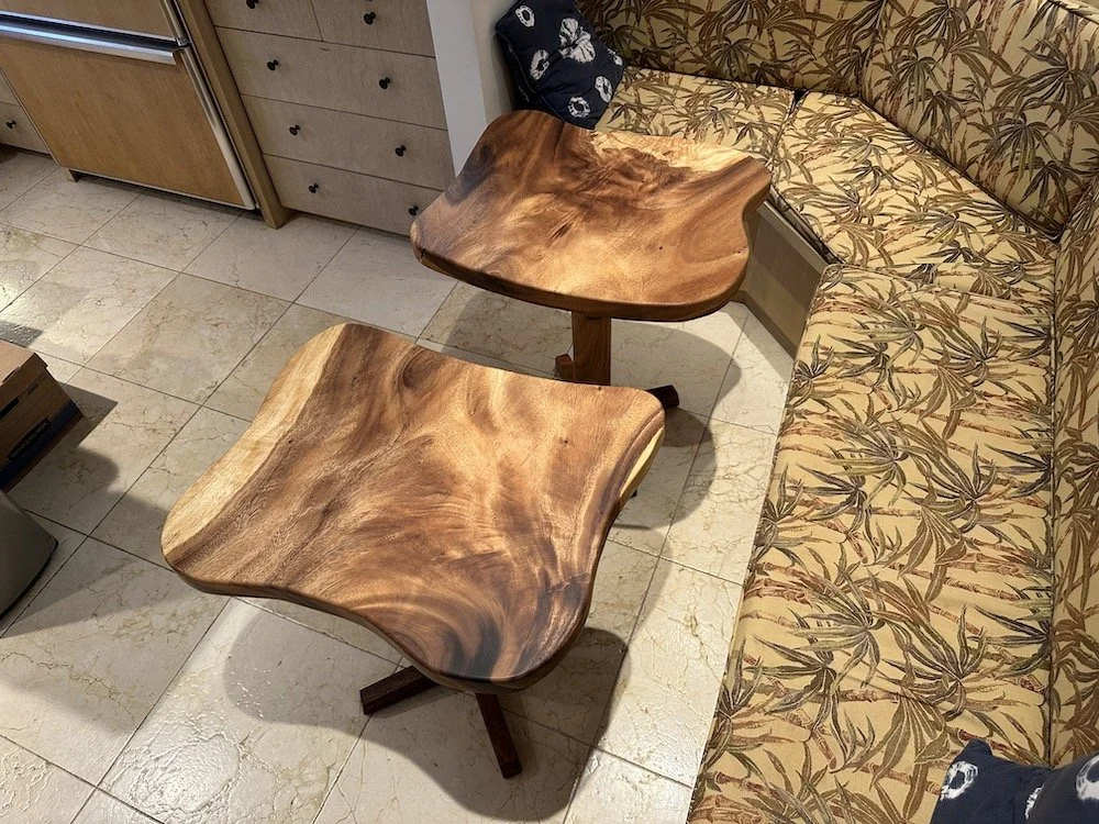 Cafe style monkeypod nook tables 