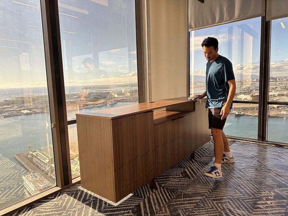 Custom walnut credenzas for an office 