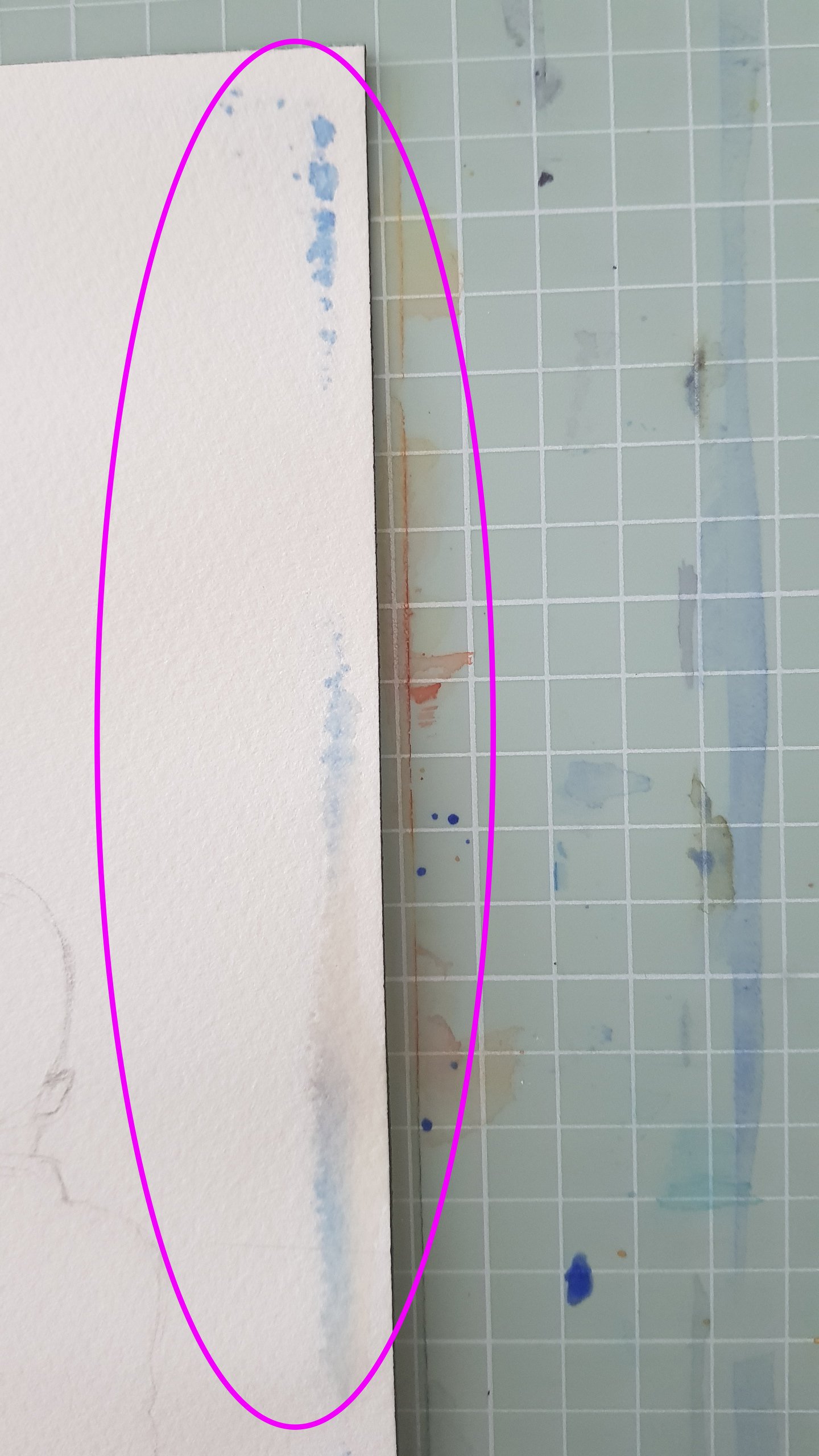 Watercolor Paper Gone Bad - water and paint have gone through the paper, all the way to the back of the page