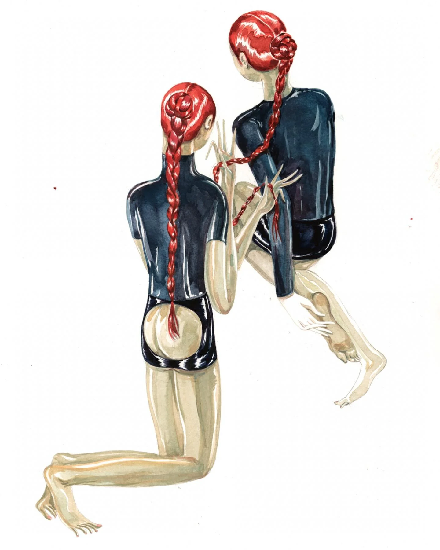 Water, color, paper. 
#watercolors #illustration #painting #latex #braids