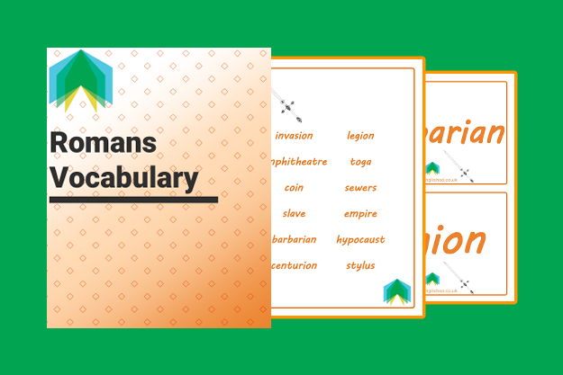 Screenshots of the resources found in the Romans Vocabulary Pack.