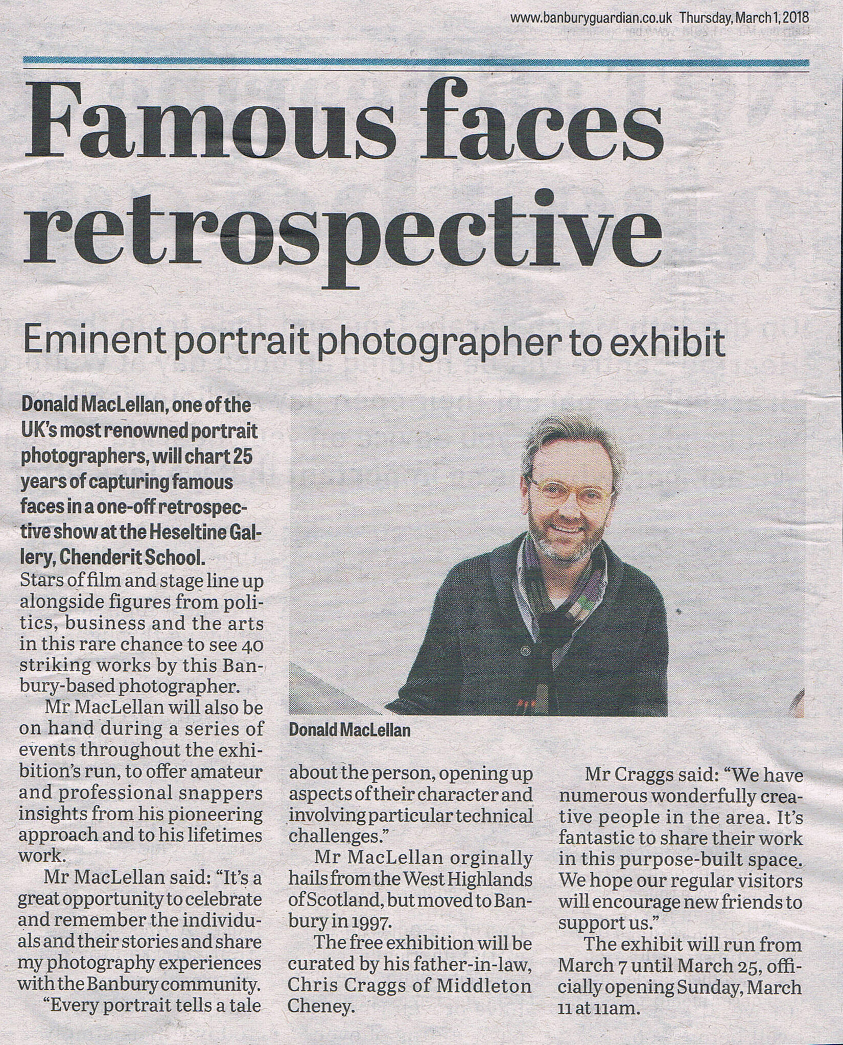 Donald MacLellan retrospective in the Banbury Guardian