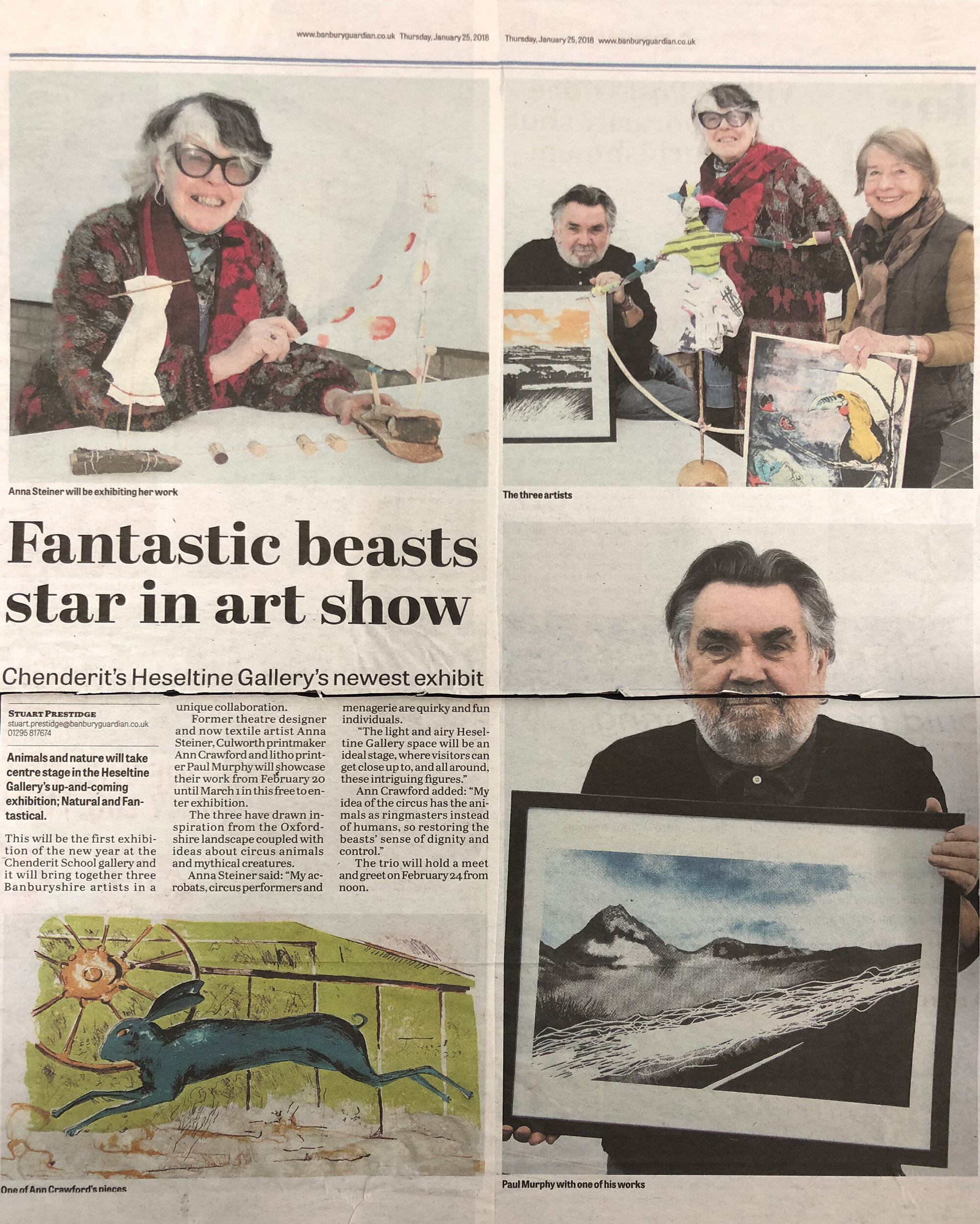 Natural and Fantastical exhibition in the Banbury Guardian