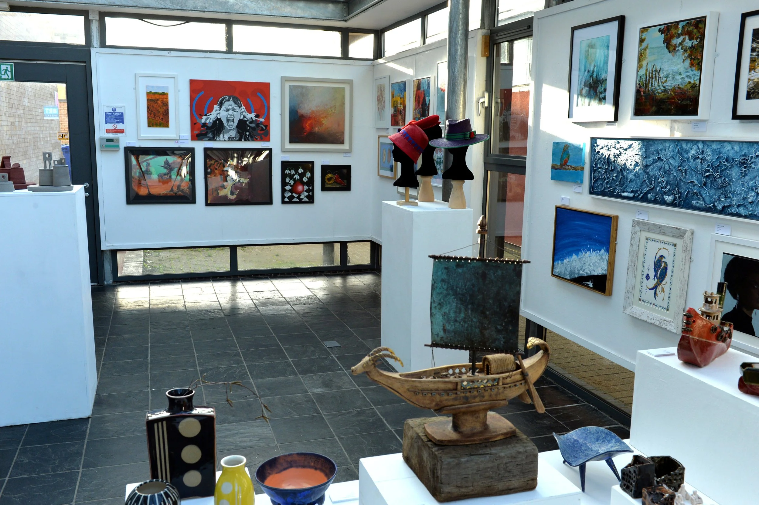 View of the Heseltine Gallery with work on show in the Heseltine Gallery Open Exhibition from 2025