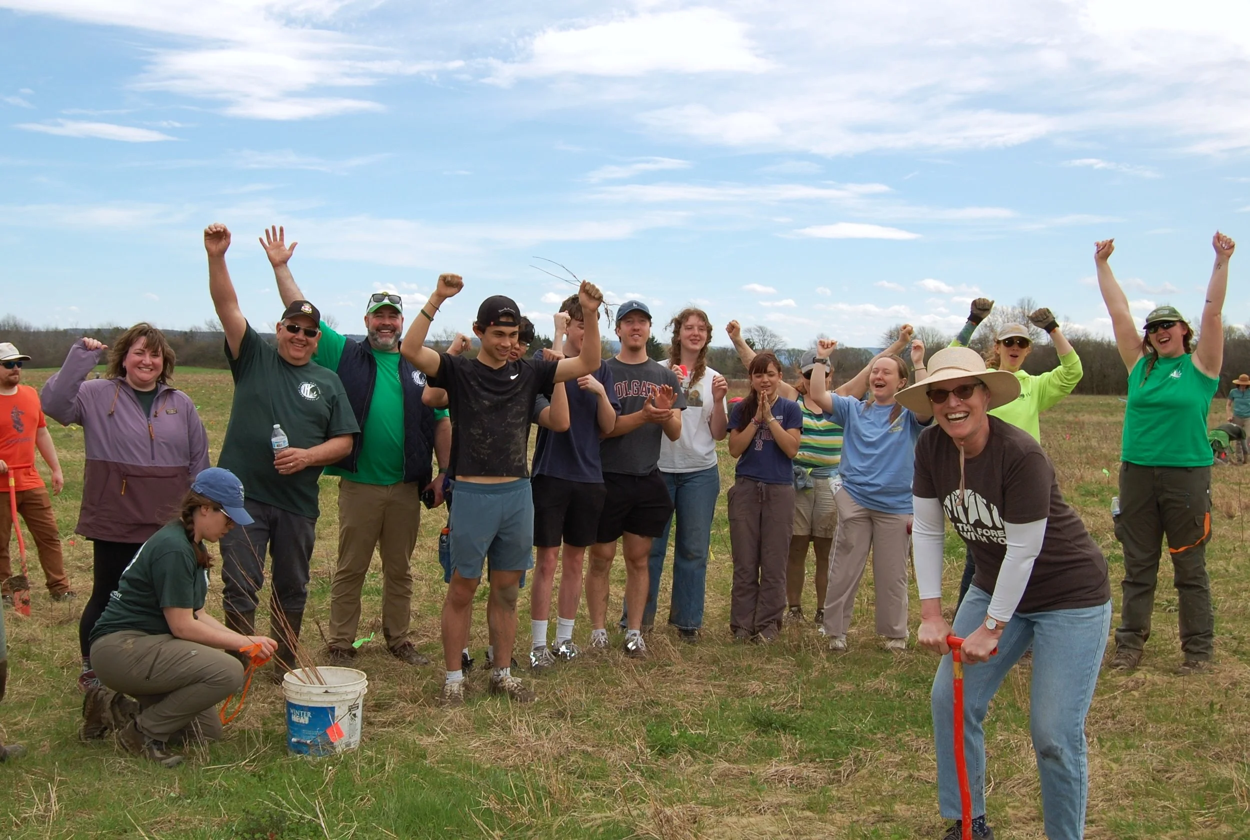 Senator Rachel May and volunteers planting trees