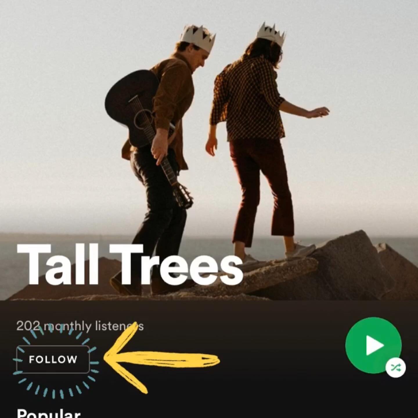 If you haven&rsquo;t do so yet, be sure to FOLLOW Tall Trees on Spotify! The more followers we get the more Spotify will pick our songs up to be played on other playlists and such. It&rsquo;s a huge help!⁣
⁣
Week one in the books and y&rsquo;all have