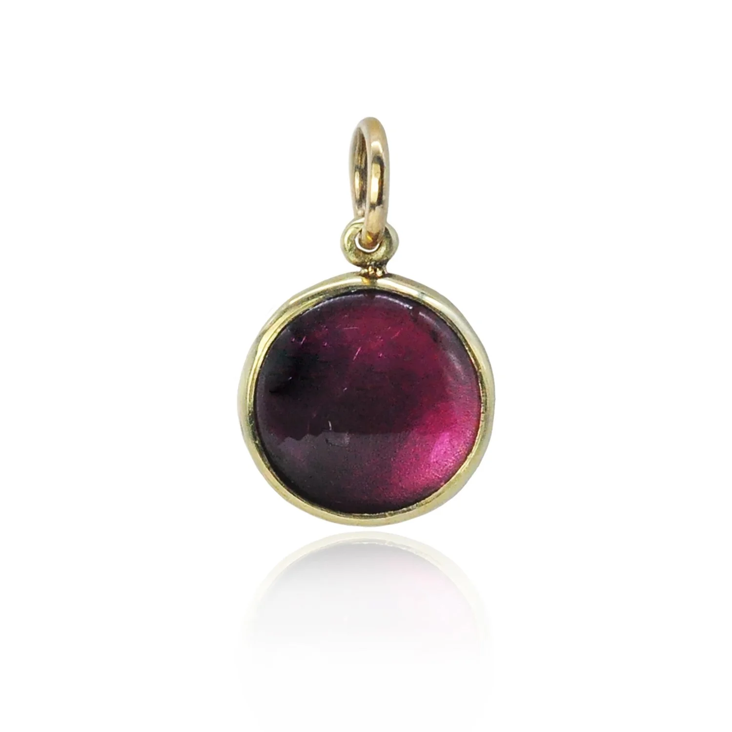 Large Round Pink Tourmaline Cabochon Charm.