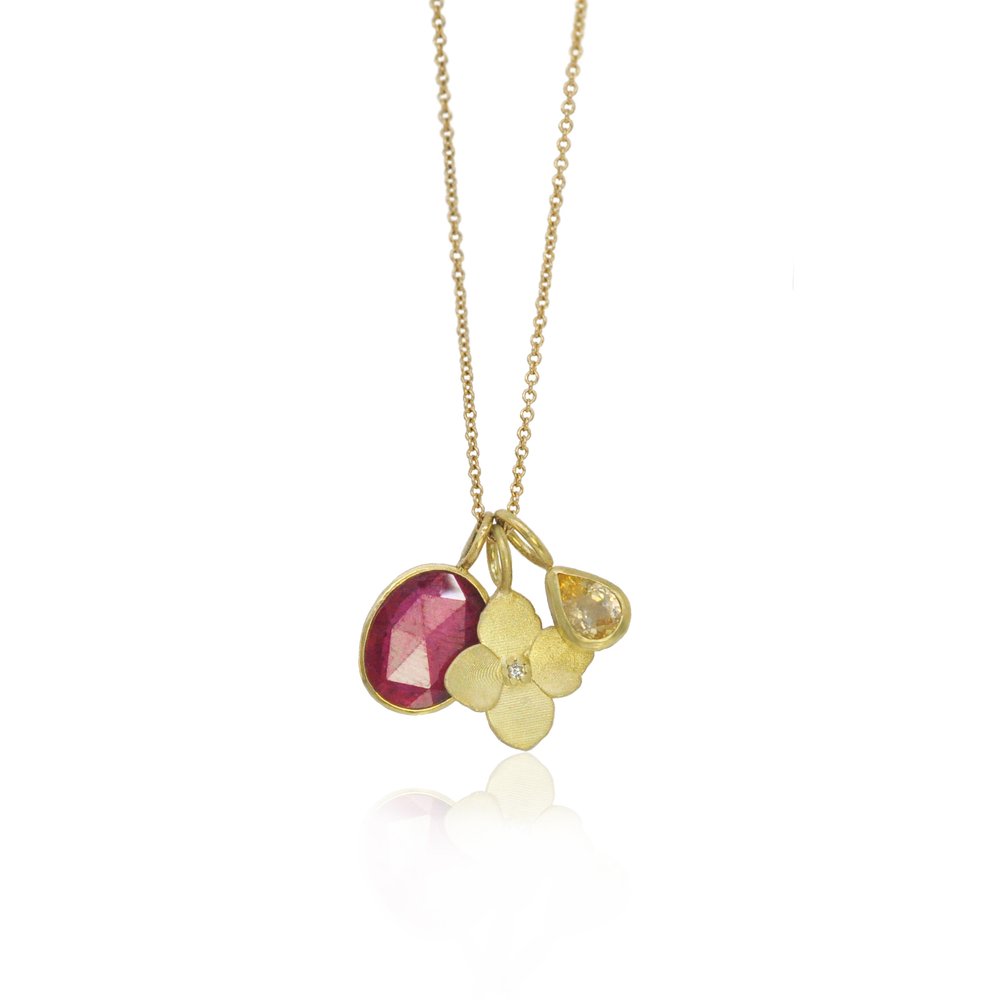 Gold and Diamond Hydrangea Flower Charm — Rebecca Myers Design