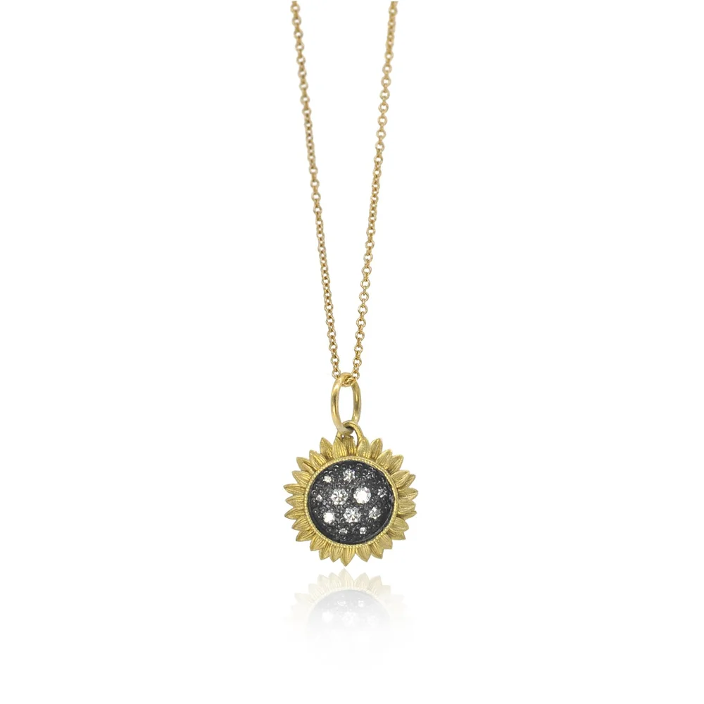 Sunflower Pendants with Pave Diamond Centers — Rebecca Myers Design