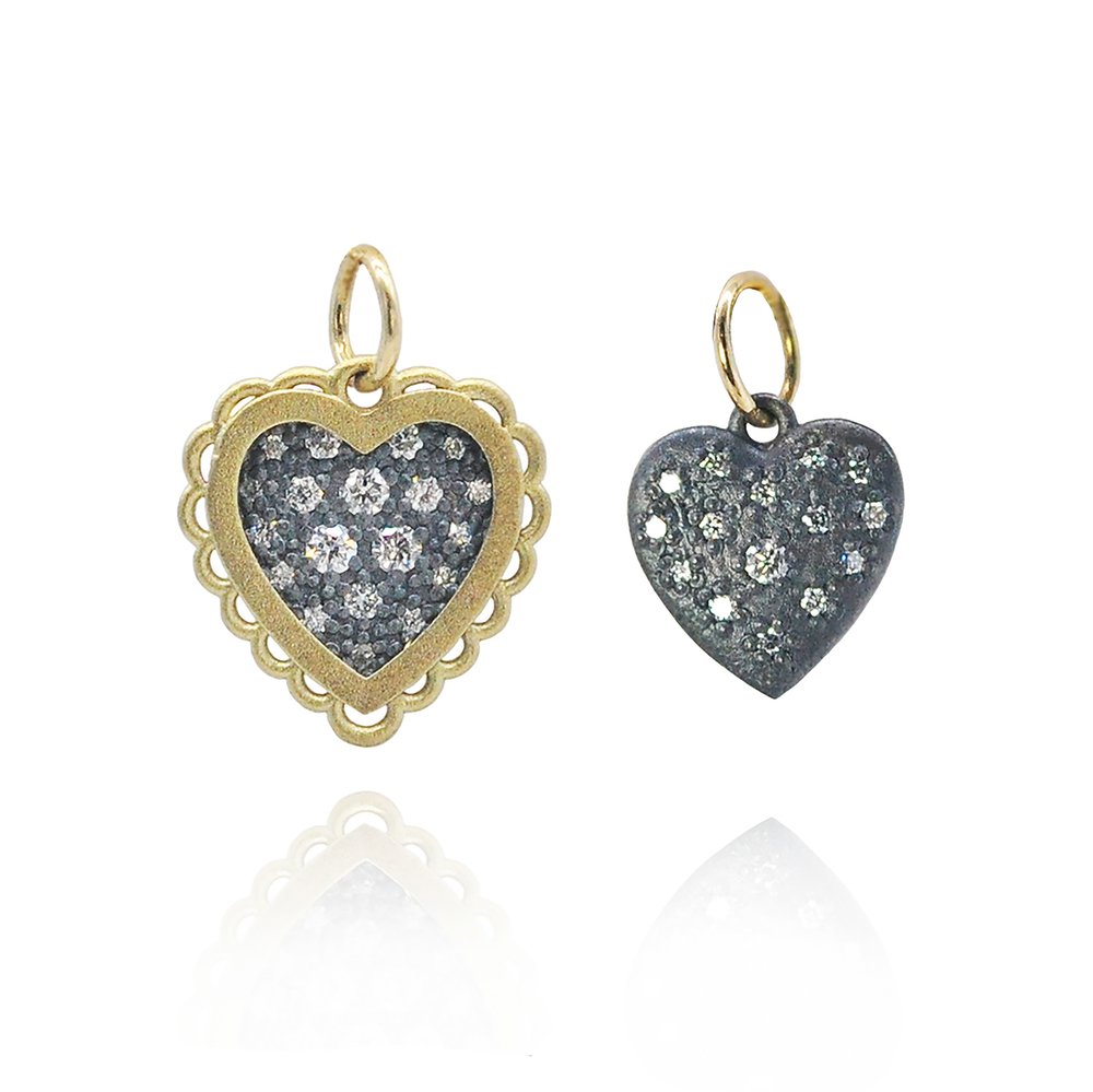 Pave Set Diamond Heart Charms — Rebecca Myers Design