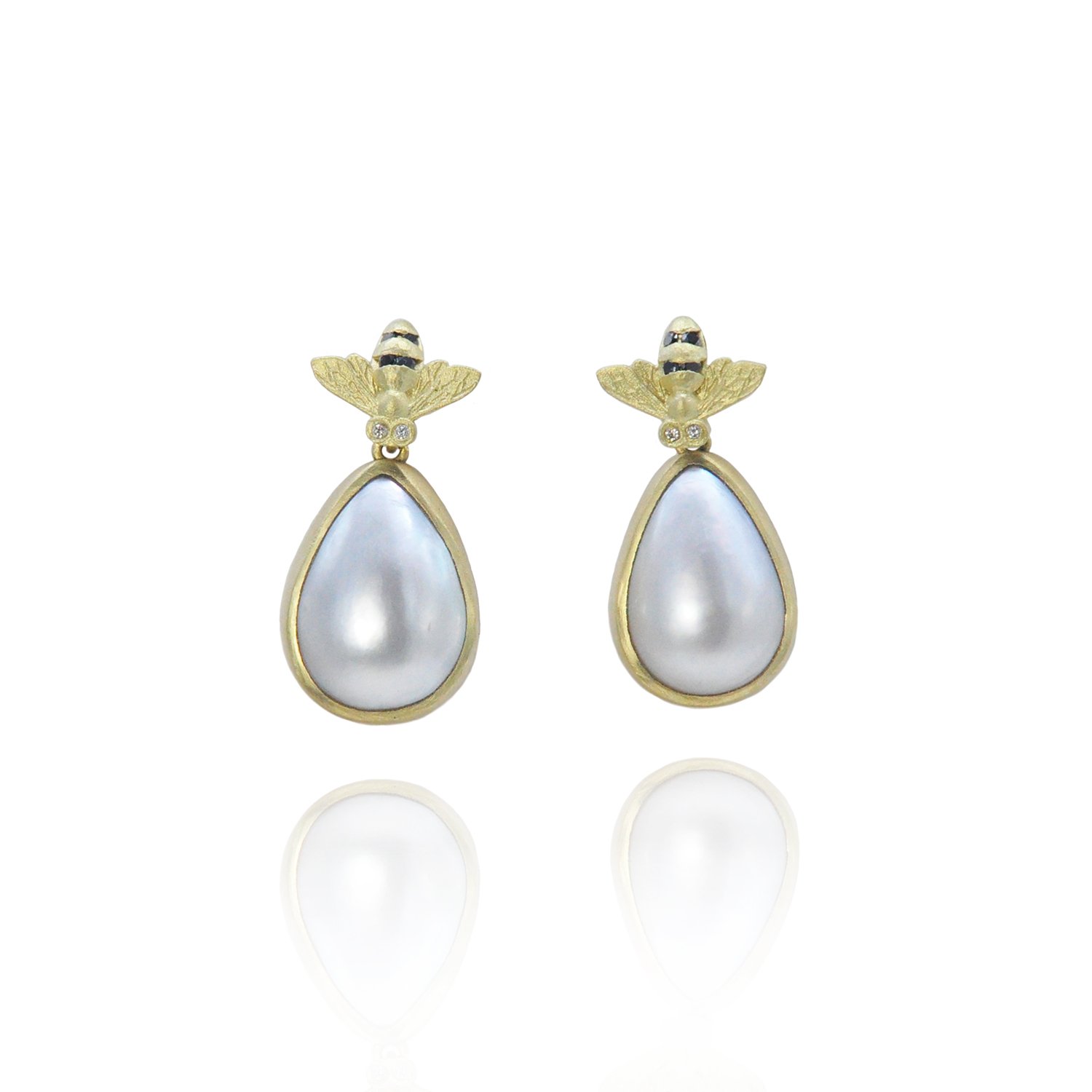 Bee topped Mabe pearl earrings, custom WEB.jpg