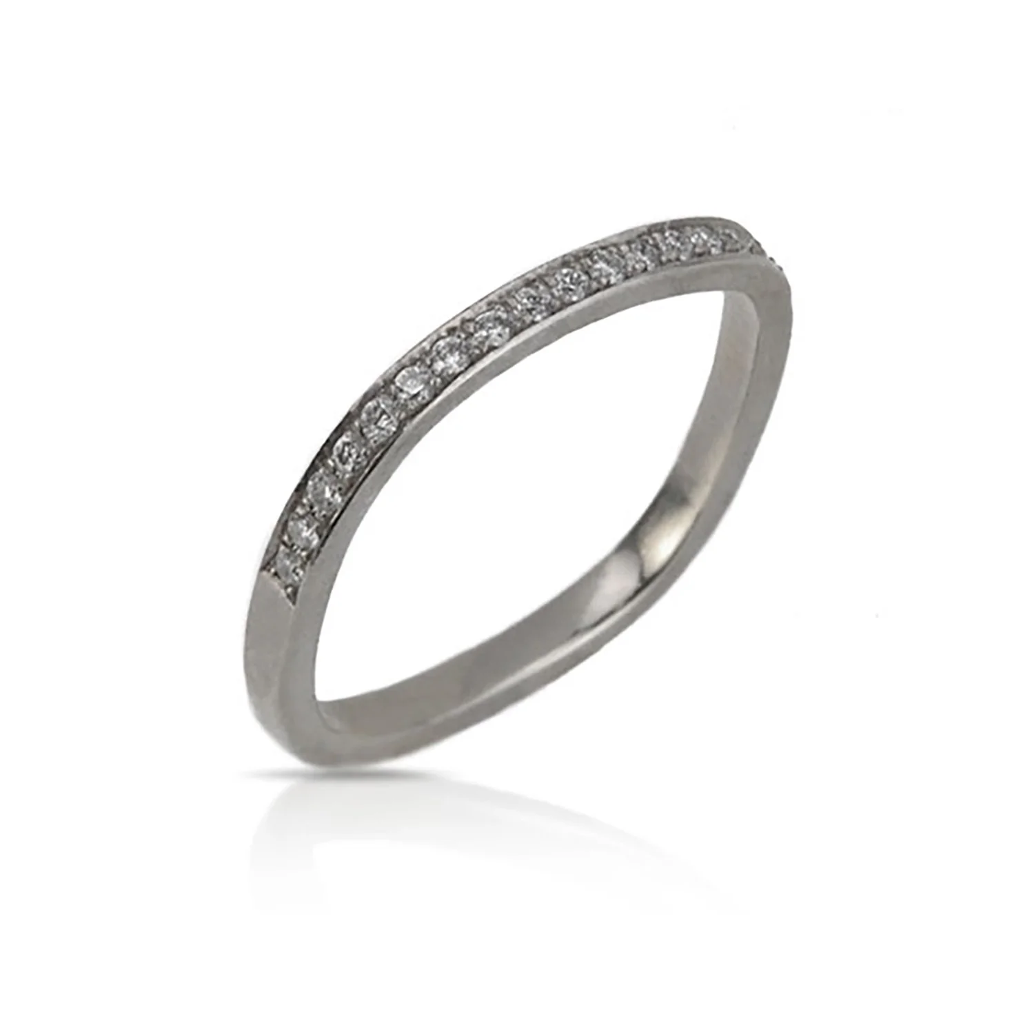 2mm Square 14kw Diamond Band. Handmade fine art jewelry by Rebecca Myers Design.