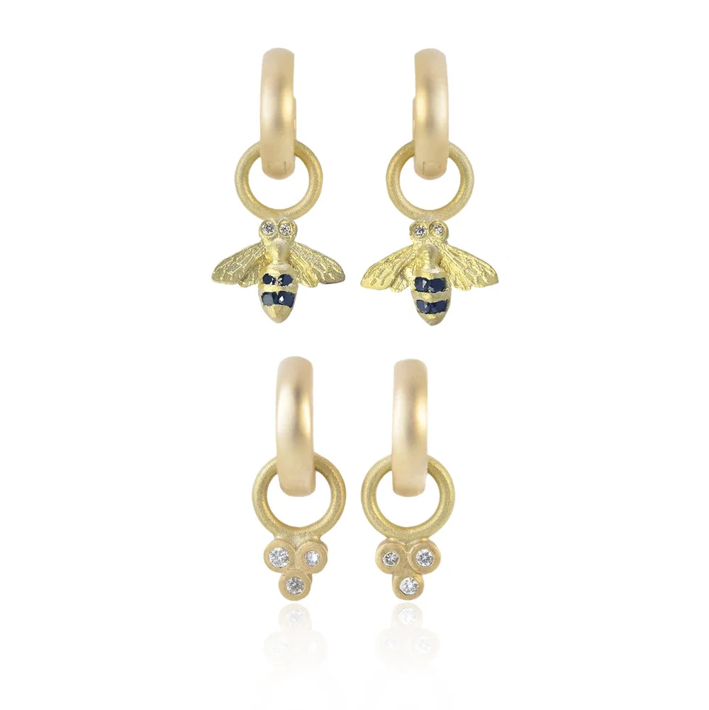 Gold Huggie Hoop Earrings with Charms — Rebecca Myers Design