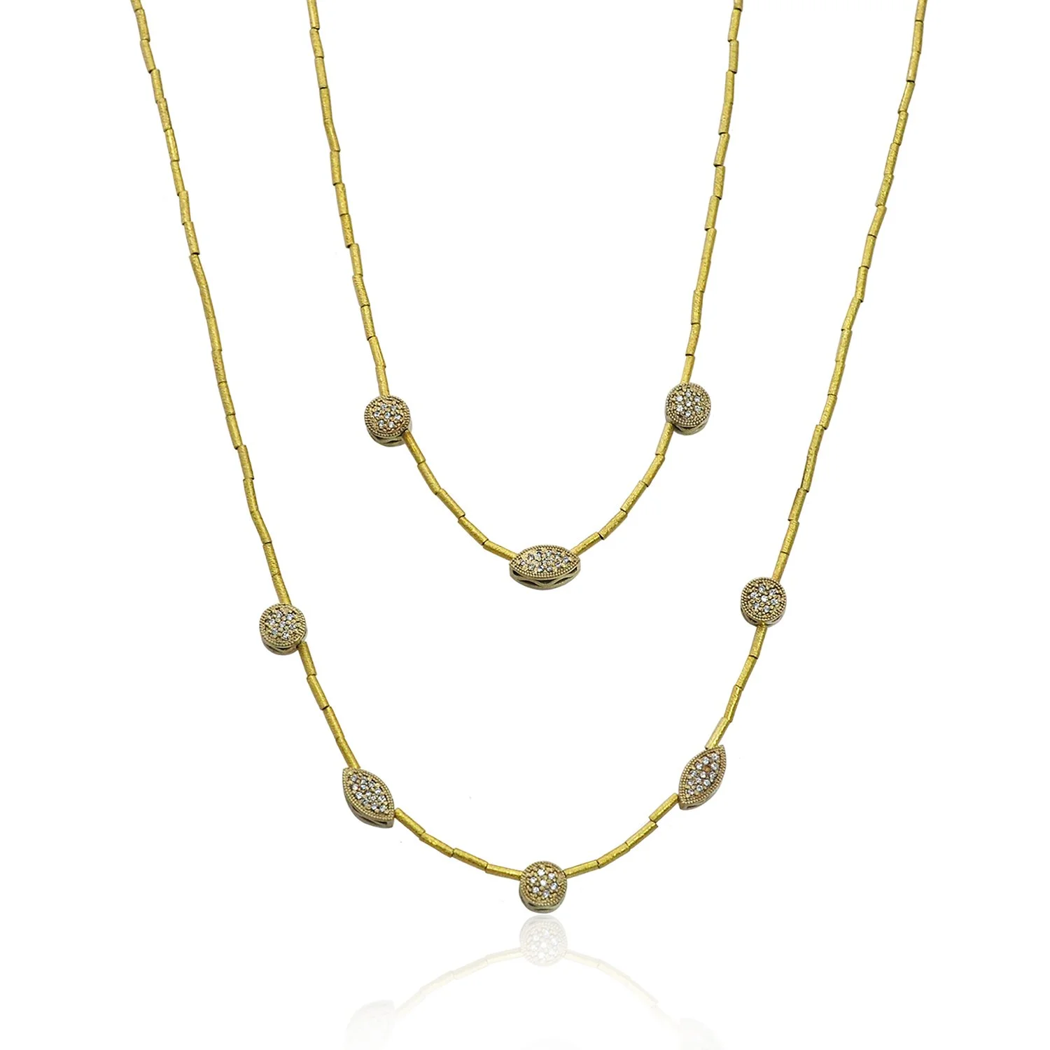 Gold Tube Necklaces with Handmade Pave Beads, grouping WEB.jpg