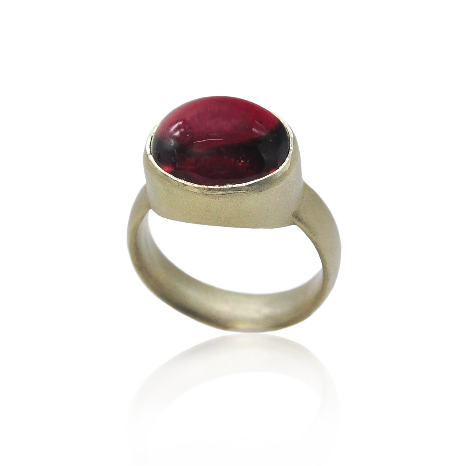 Tourmaline Ring. Tourmaline cabochon, 14k yellow gold. Handmade fine art jewelry by Rebecca Myers Design.