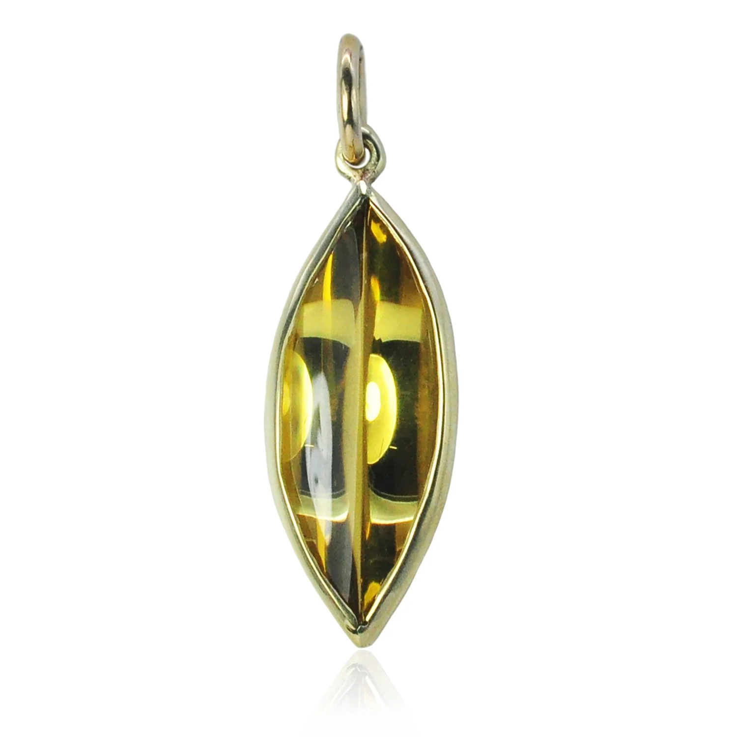 Marquis Citrine Charm. 18k yellow gold, marquis cut citrine. Handmade fine art jewelry by Rebecca Myers Design.