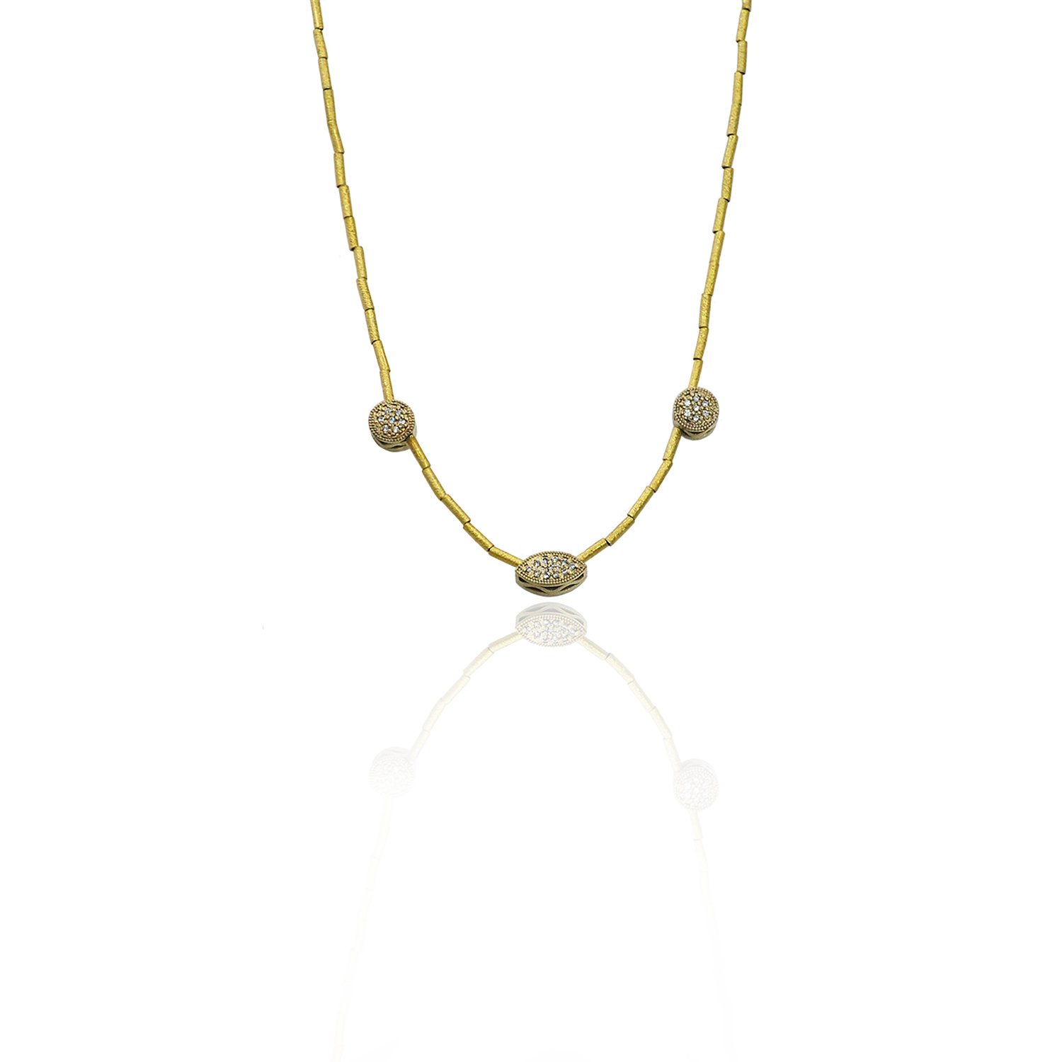 Gold Tube Necklace with Handmade Pave Beads 17" WEB.jpg