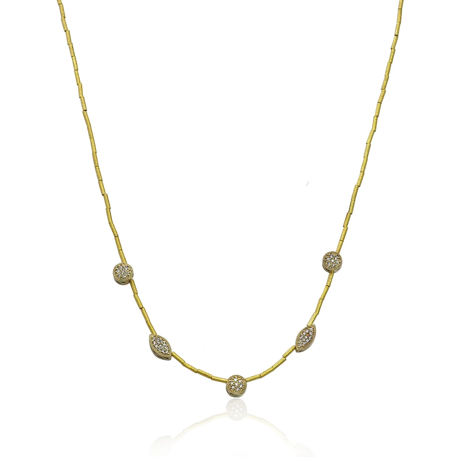 Gold Tube Necklace with Handmade Pave Beads 18" WEB.jpg