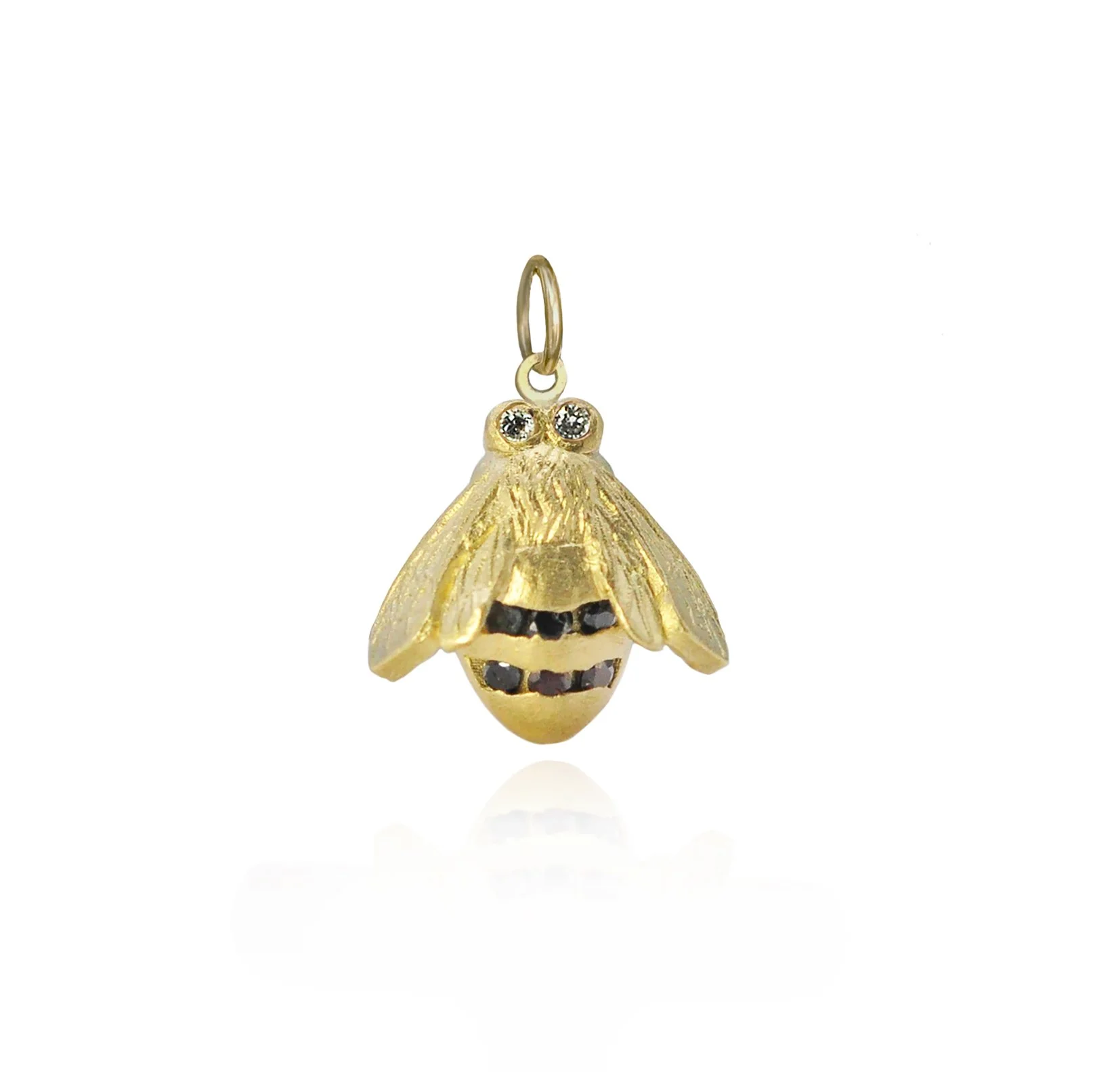 Large Bee Charm with Black and White Diamonds