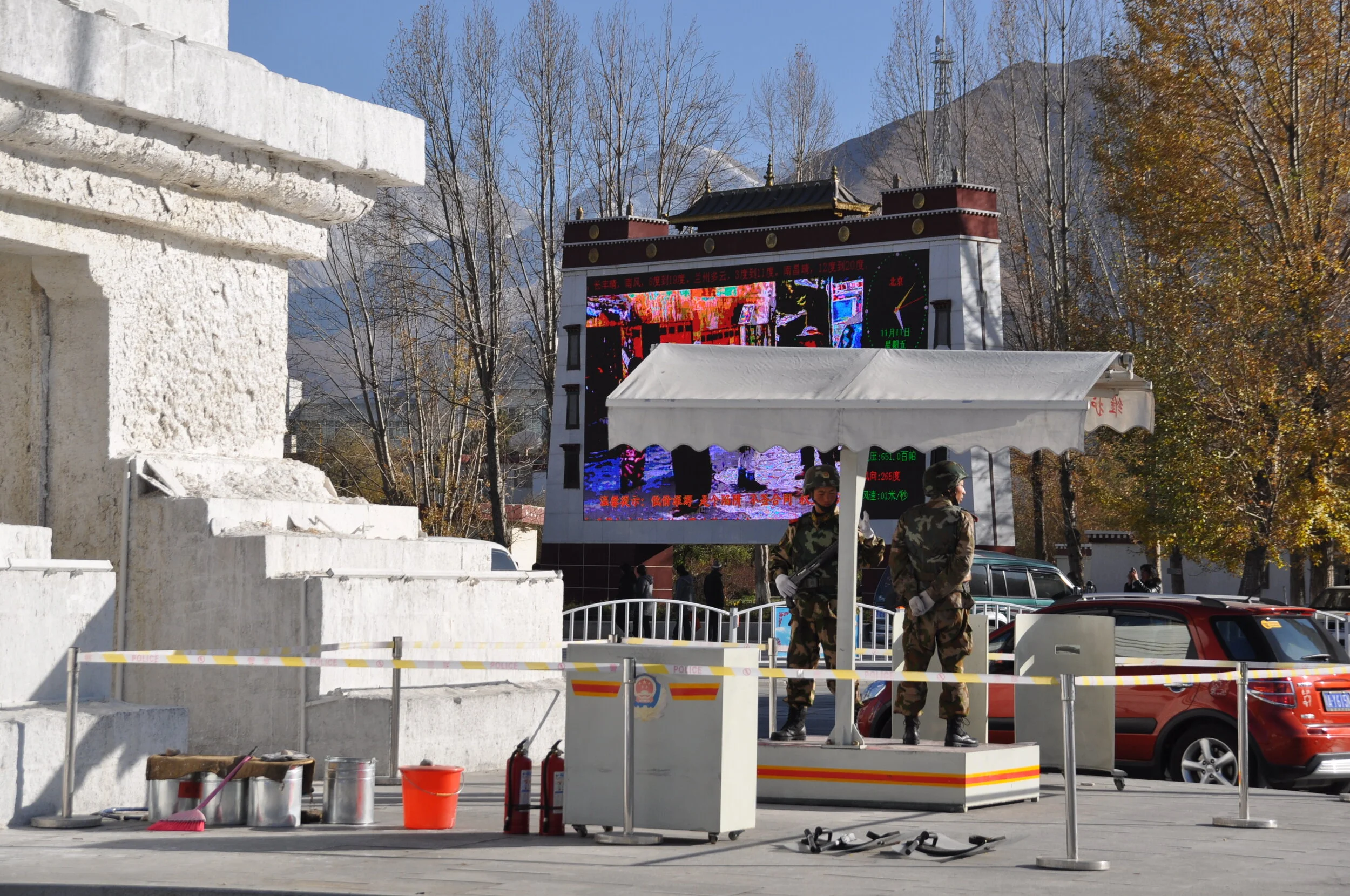 Chinese soldiers are watching everything that moves about in the city and you will see them on every street.  