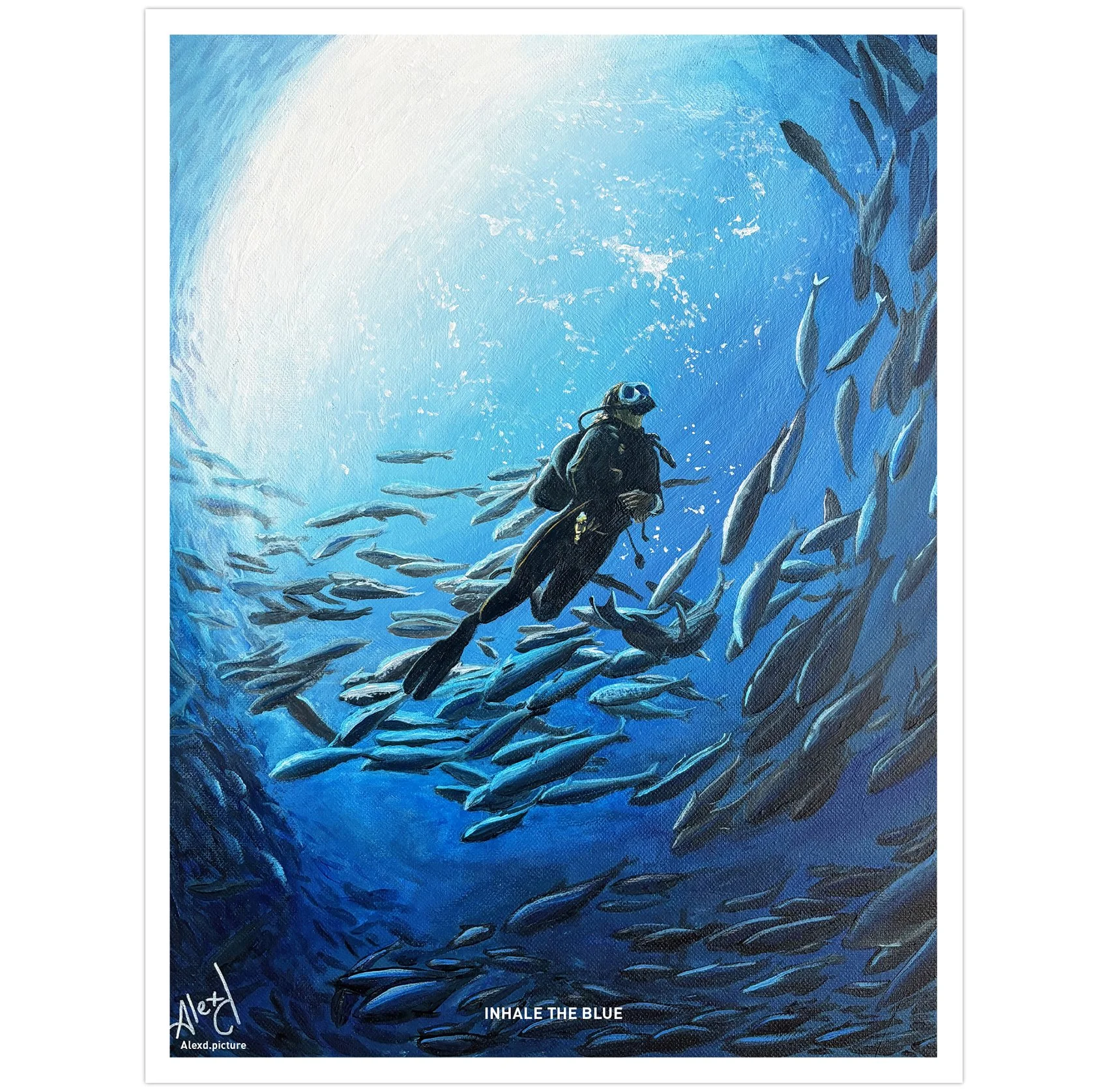 Print "INHALE THE BLUE" 31 x 42 cm