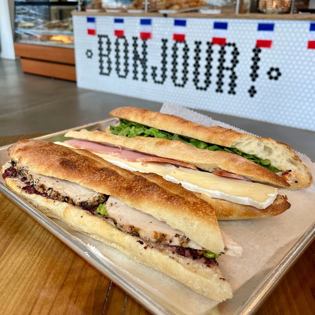 Say 'Bonjour' to our delicious baguette sandwiches! 🥖 

At Cocorico's French Bakery &amp; Cafe, we have freshly made baguette sandwiches ready for you! With a choice between our classic Parisian (ham and brie), GOAT (goat cheese and vegetables), &am