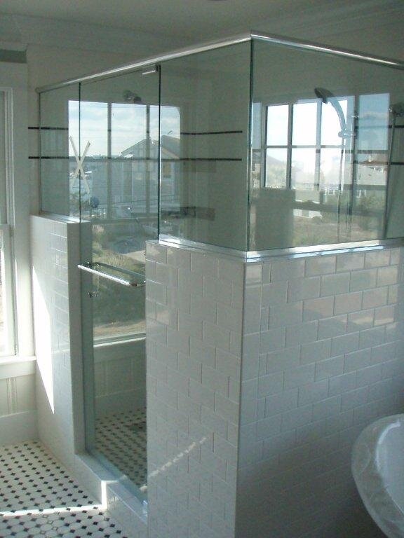 Frameless Door with 3 Fixed Panels on Knee Wall and Header.JPG