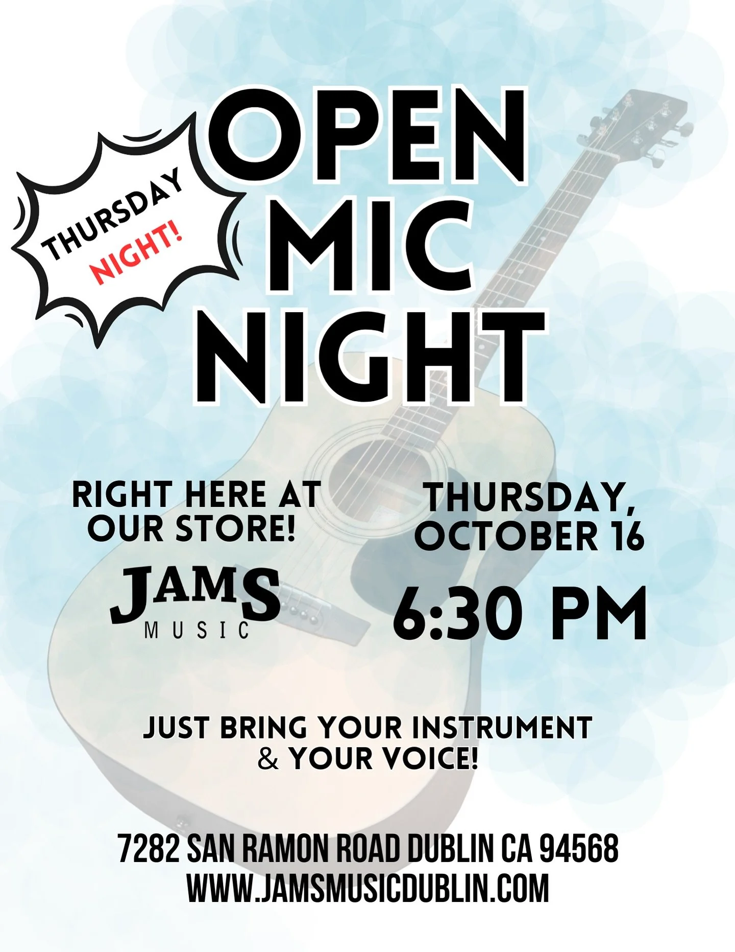 We’re having our SECOND open mic night this month! Join us TOMORROW Thursday, October 16th for some really fun music and good company.
We’ll be getting started at 6:30 p.m.
We hope to see you here! 
#dublinca #eastbay #pleasanton #liver