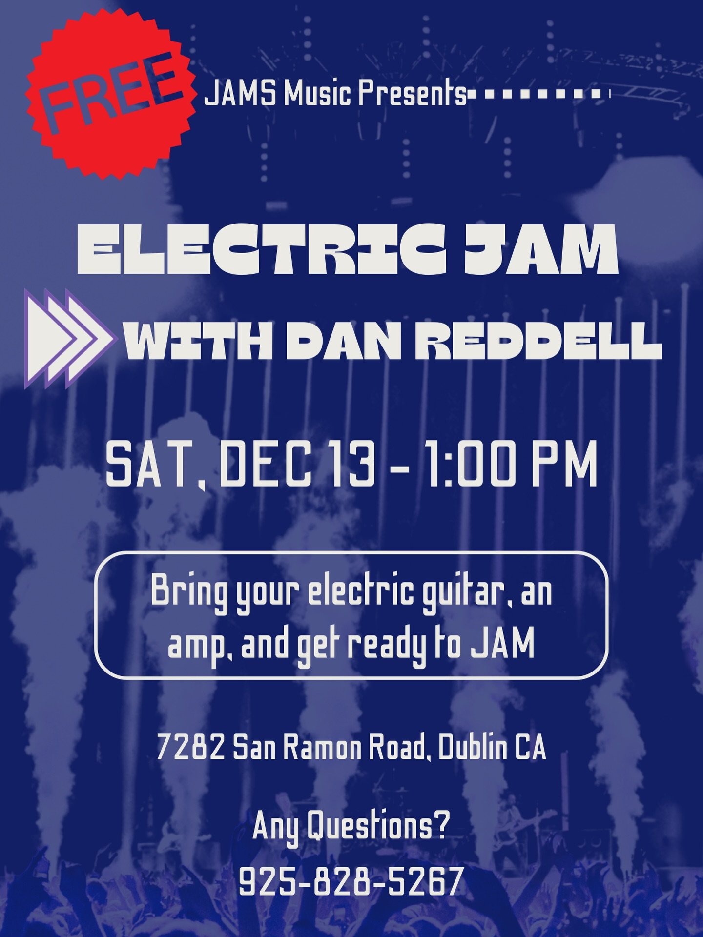 Come on down to JAMS Music for a BRAND NEW event: Electric Jam with Dan Reddell!

Bring an electric guitar or bass, your amp, and get ready to JAM! Every skill level is welcome.

When? Saturday, December 13th from 1:00 - 3:00 p.m.

This is a complete