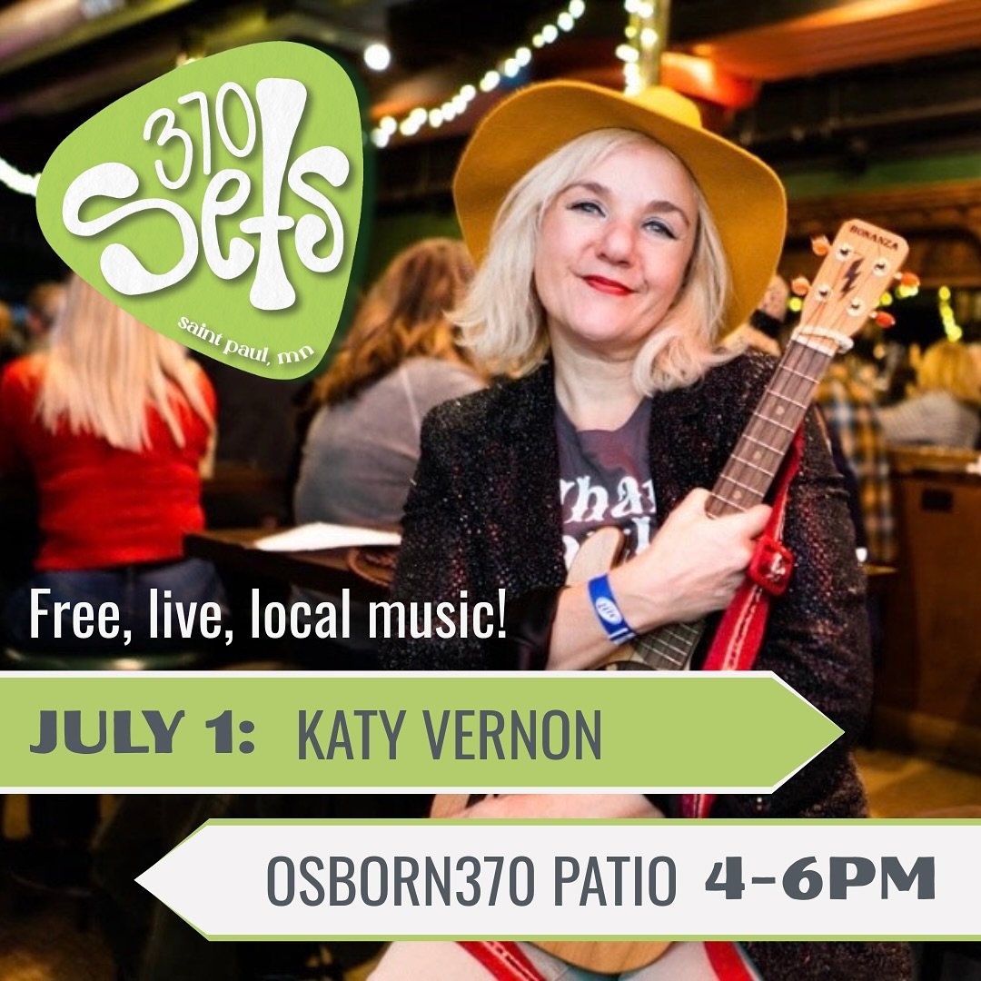 The Ukulele Songbird @katyvernonmusic is coming to 370 Sets today! Come enjoy some relaxing music during happy hour at the Osborn370 patio! ⭐️🐦&zwj;⬛
&nbsp;
🪕4-6pm on the Osborn370 Patio, Downtown St. Paul
🍺 Enjoy a complimentary drink and soak up