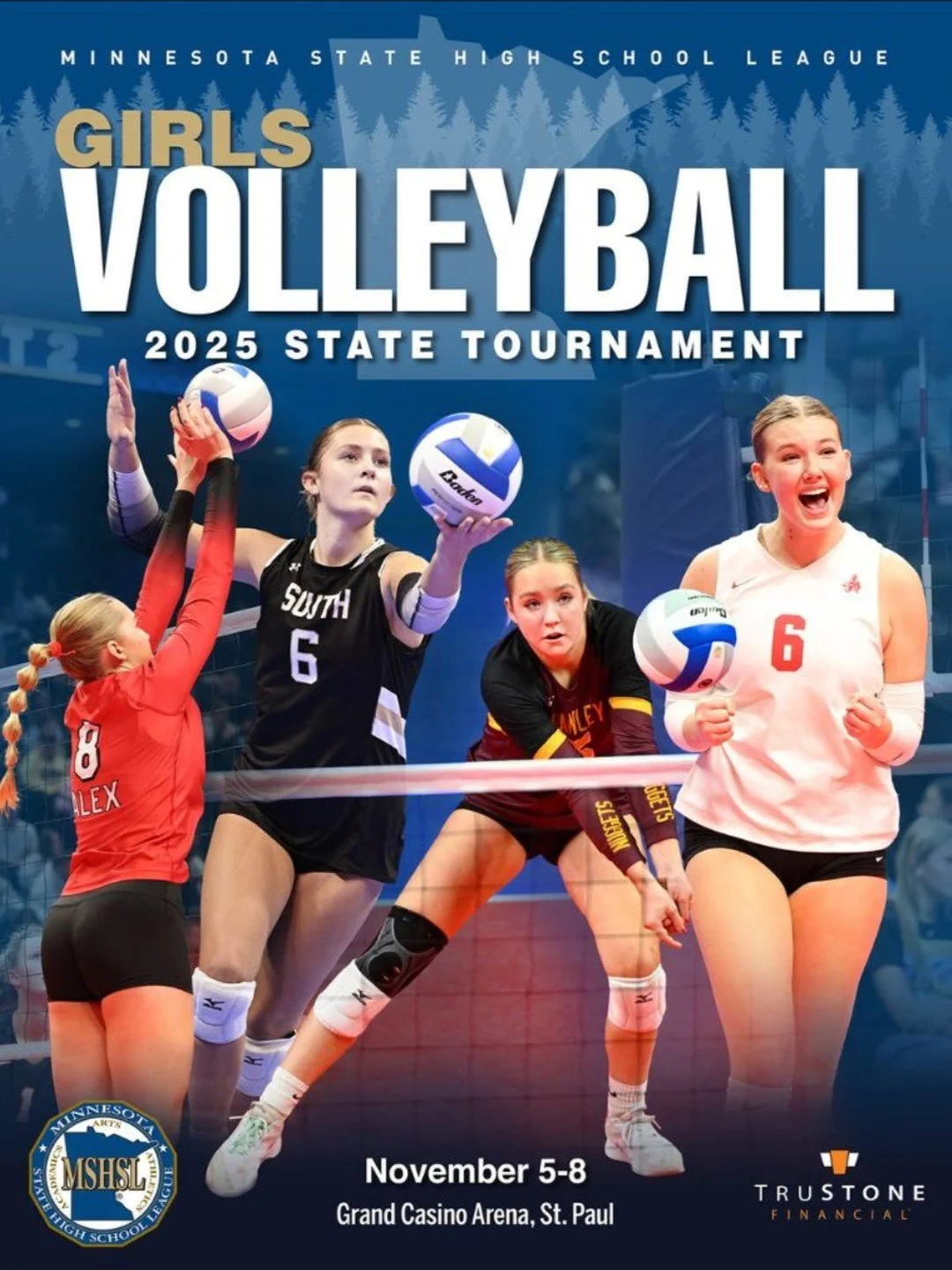 Bump, set, spike! 🏐 The @mshsl1 Girls State Volleyball Tournament starts today! 🌟

The AAAA Quarterfinals kicks off at 1pm with games daily until the top two Minnesota high school teams compete for the championship title this Saturday, November 8!
