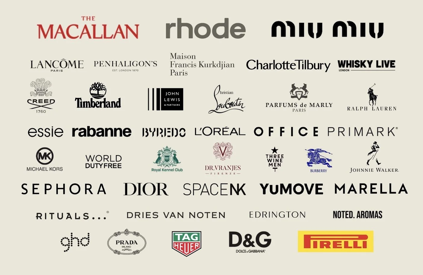 Luxury brands I have provided live event engraving and modern calligraphy for include Rhode, Dior, Byredo, Johnnie WalkeThe Macallan, Miu Miu, Penhaligon's, Rituals... Charlotte Tilbury, Sephora, Creed, Dolce and Gabbana, Prada, Christian Louboutin