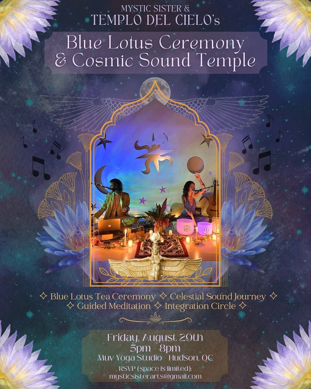 Hudson - we return this Friday for a Blue Lotus Ceremony &amp; Cosmic Sound Temple at @muvhudson! 🏛️🪷🫖🎶✨

Step into an ancient portal of cosmic remembrance with the blue lotus flower, with a tea ceremony, guided meditation, and sound journey with