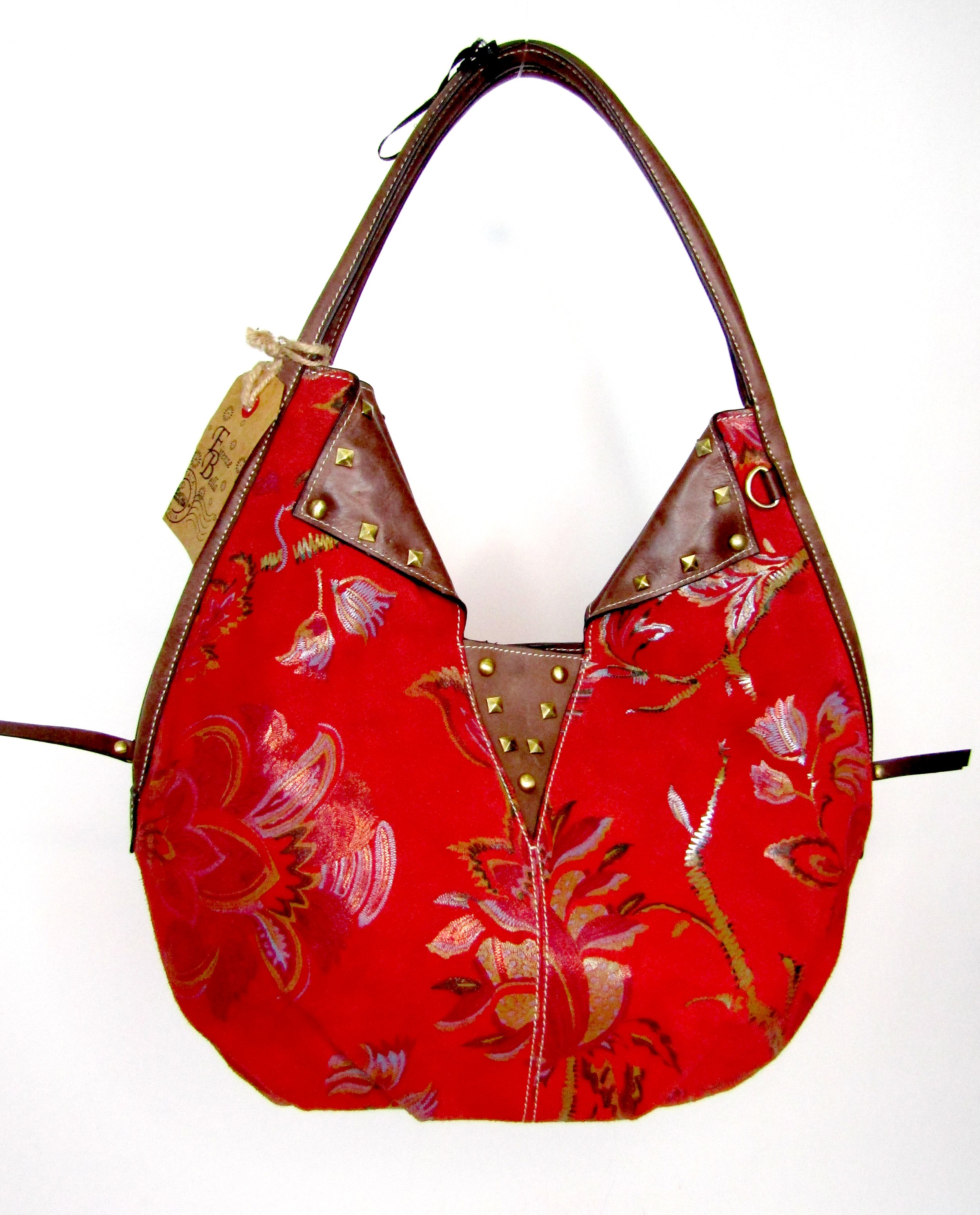 FF-04056 Studded & Printed leather Hobo Red.jpg