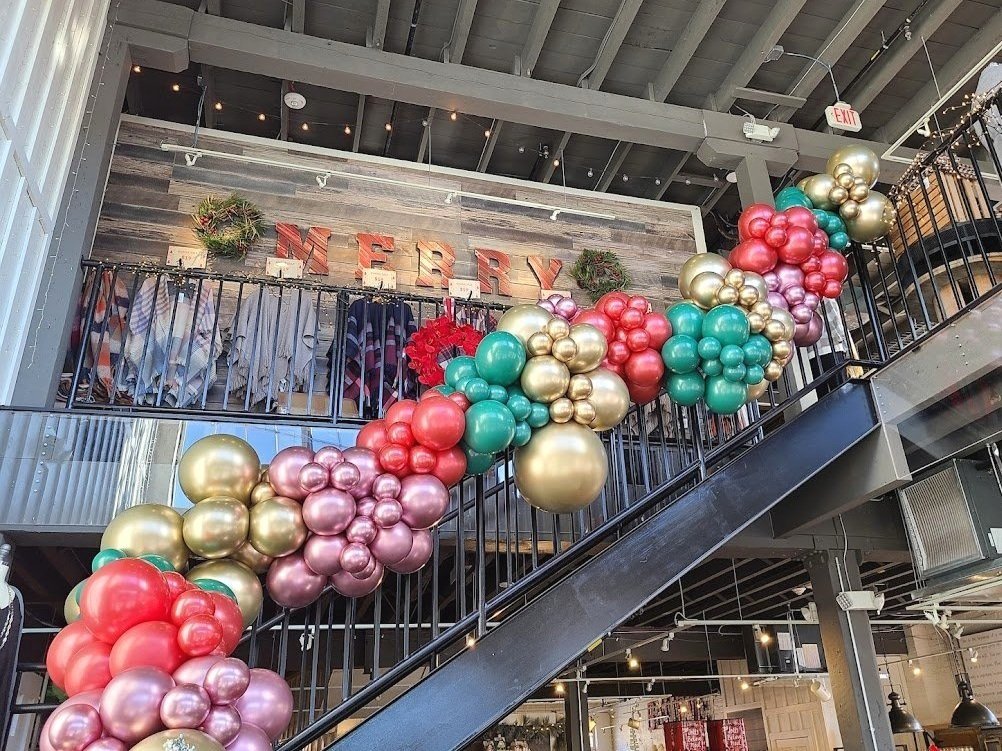 stairwell balloon garland