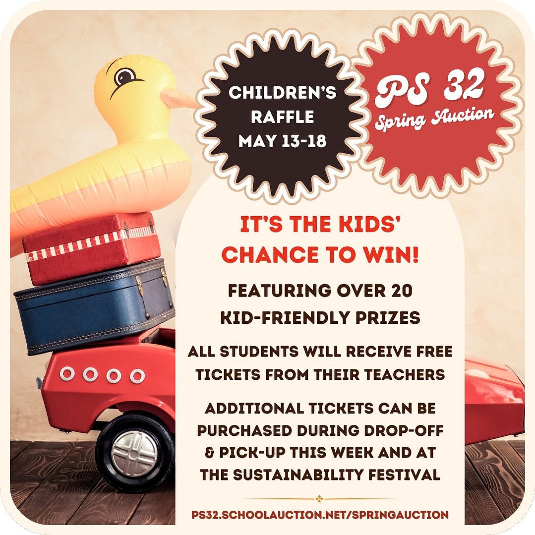 🍦🎠🧸 It&rsquo;s the kids&rsquo; chance to win!🍦🎠🧸 The Children&rsquo;s Raffle features over 20 kid-friendly prizes. Purchase extra raffle tickets and submit entries for your child during the week of May 13-18 at raffle tables located near variou