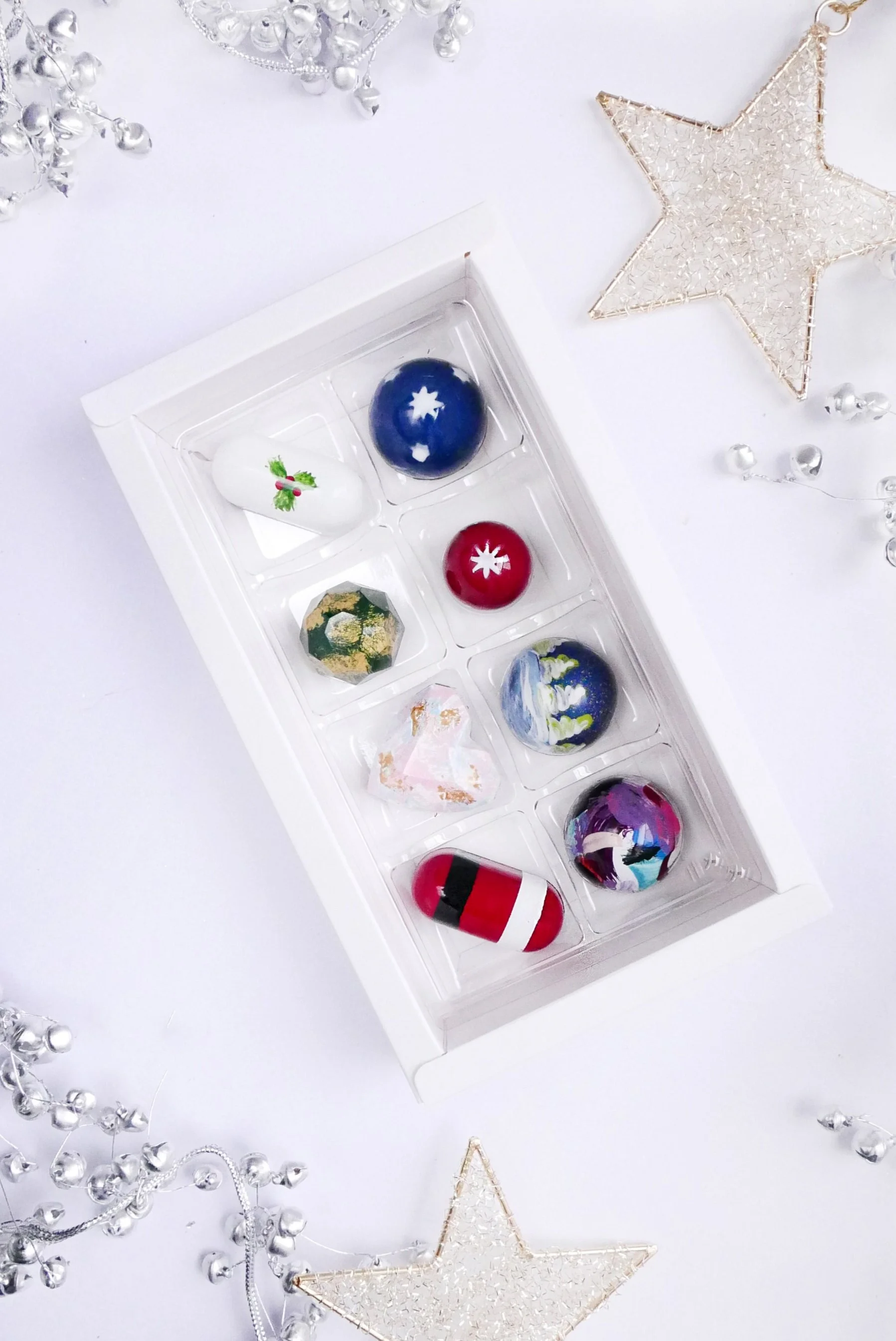 Handcrafted chocolates Christmas collection (mix of flavors and shapes) 8 pcs