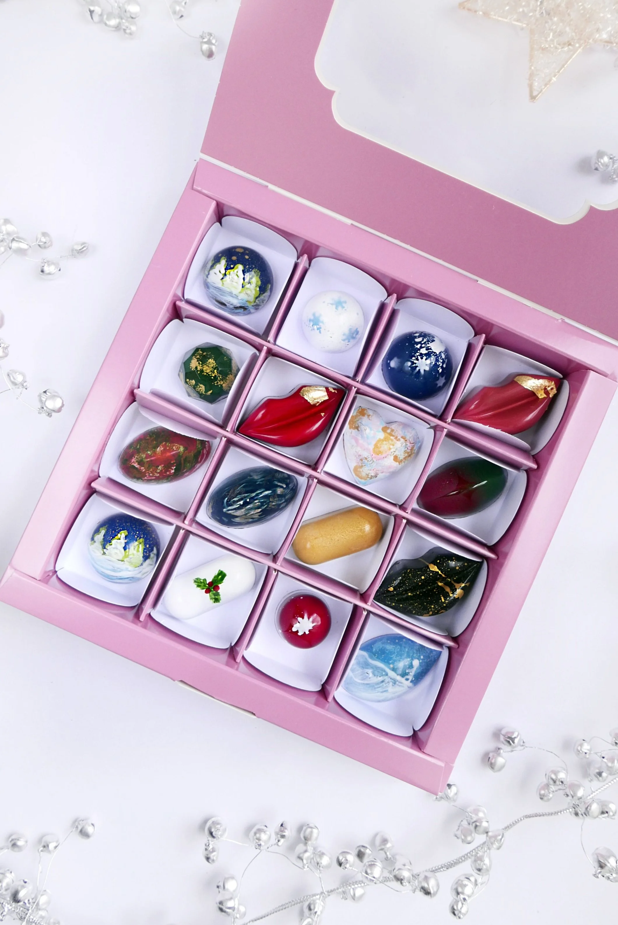 Handcrafted chocolates Christmas collection (mix of flavors and shapes) 16 pcs