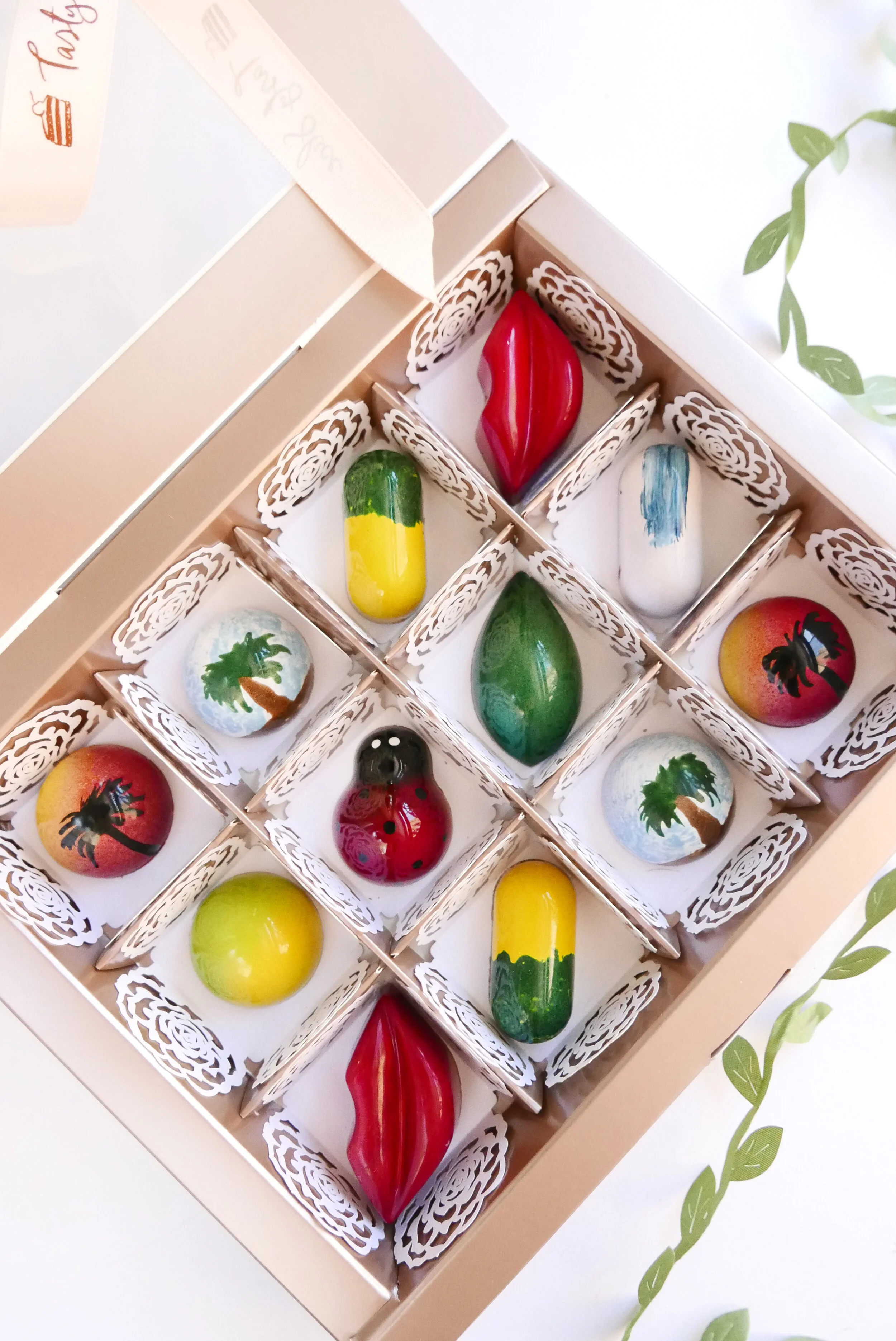 Handcrafted chocolates Summer collection (mix of flavors and shapes) 12 pcs