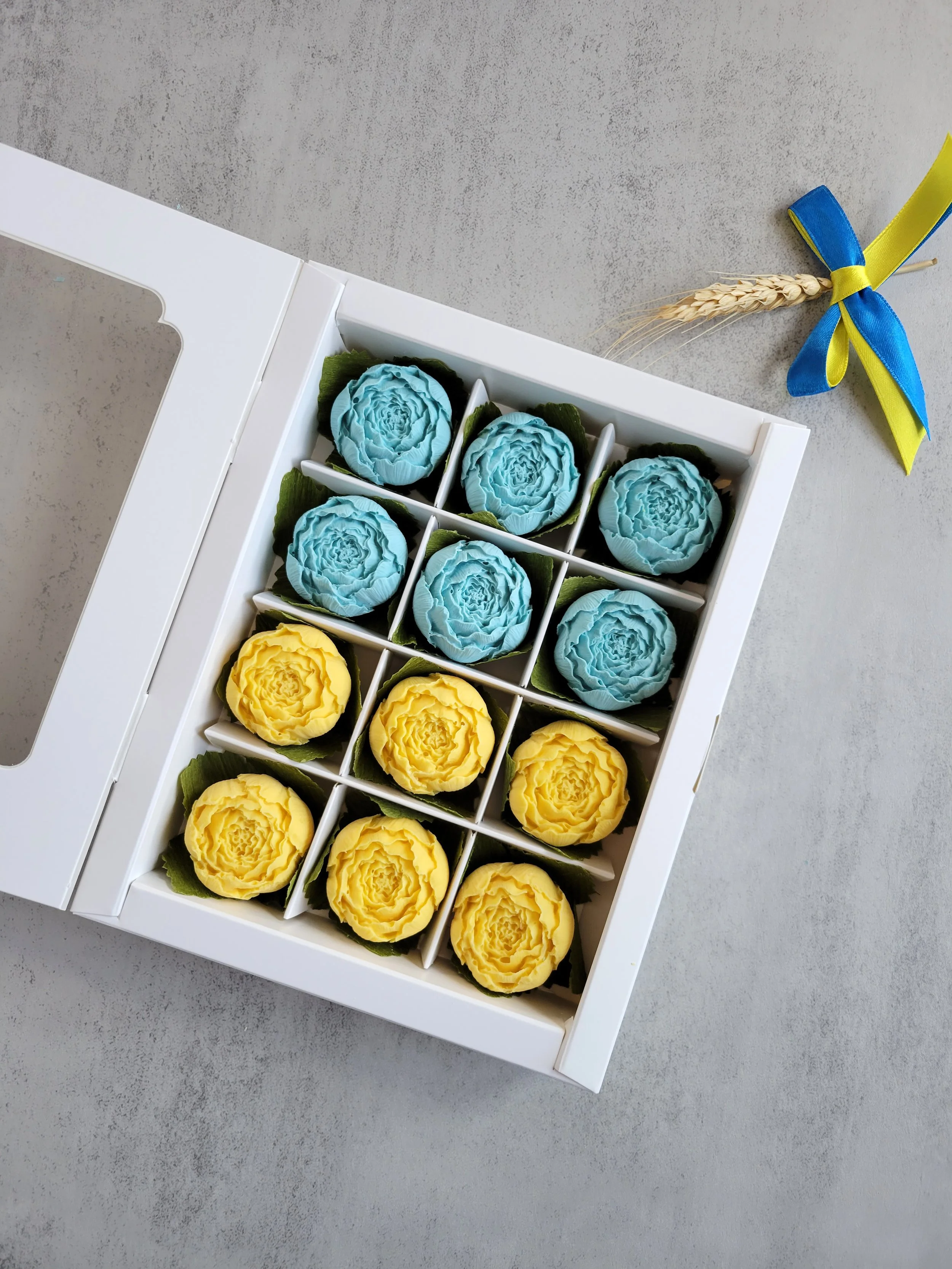 Handcrafted Solid White chocolate peonies (I Stand with Ukraine Collection)