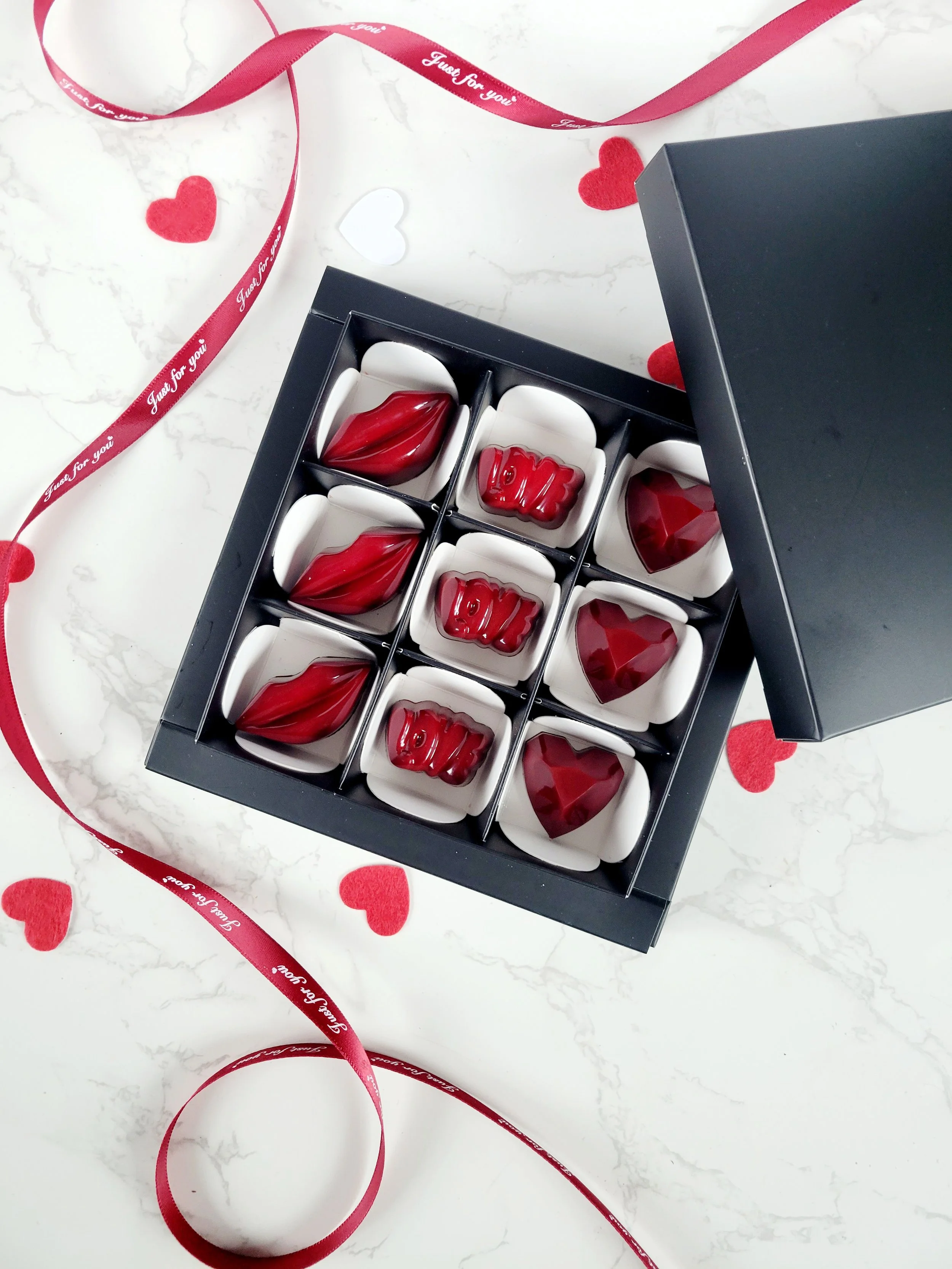Handcrafted chocolates Valentine's collection (mix of flavors and shapes)