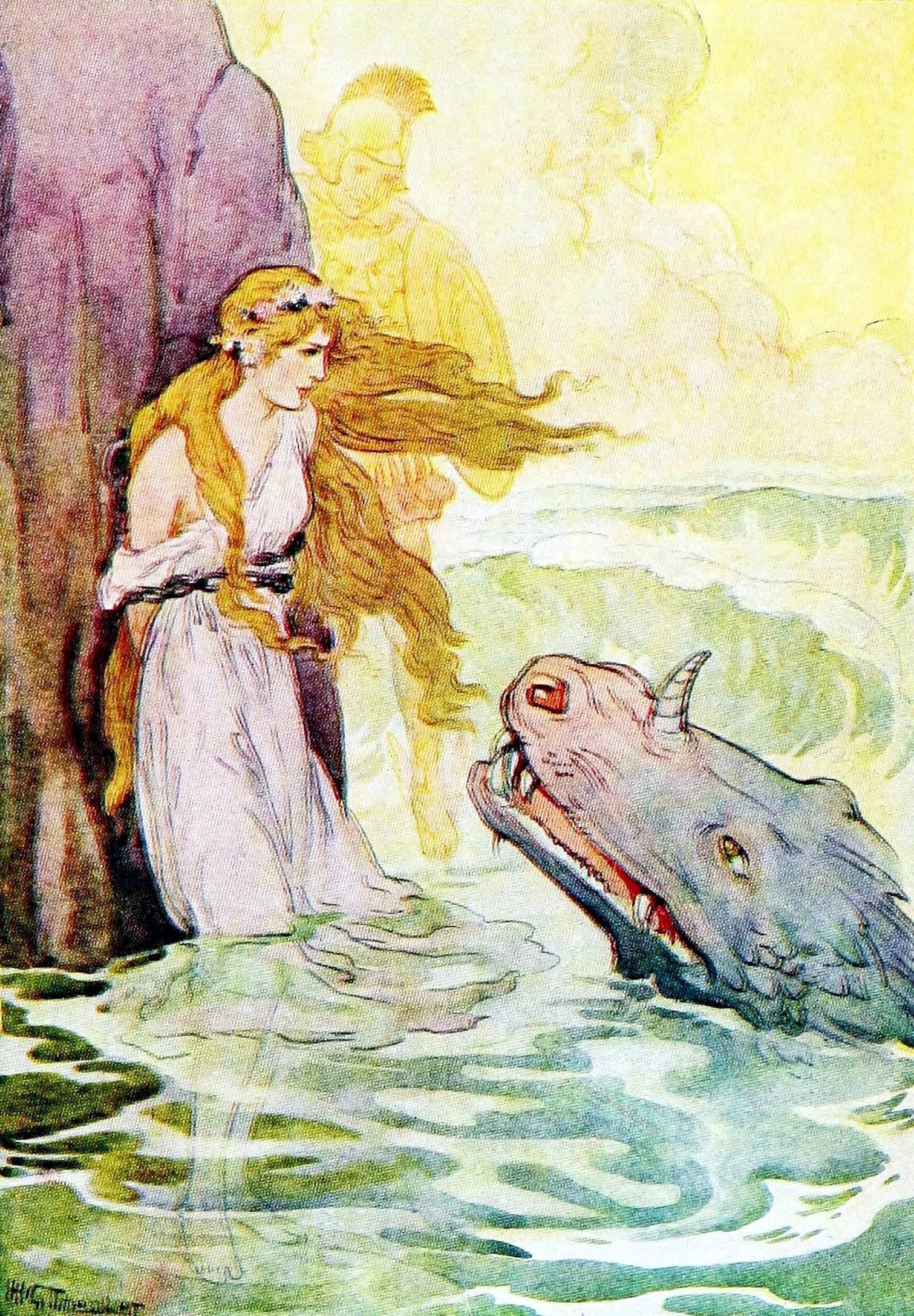 The Monster came swimming through the sea towards Andromeda