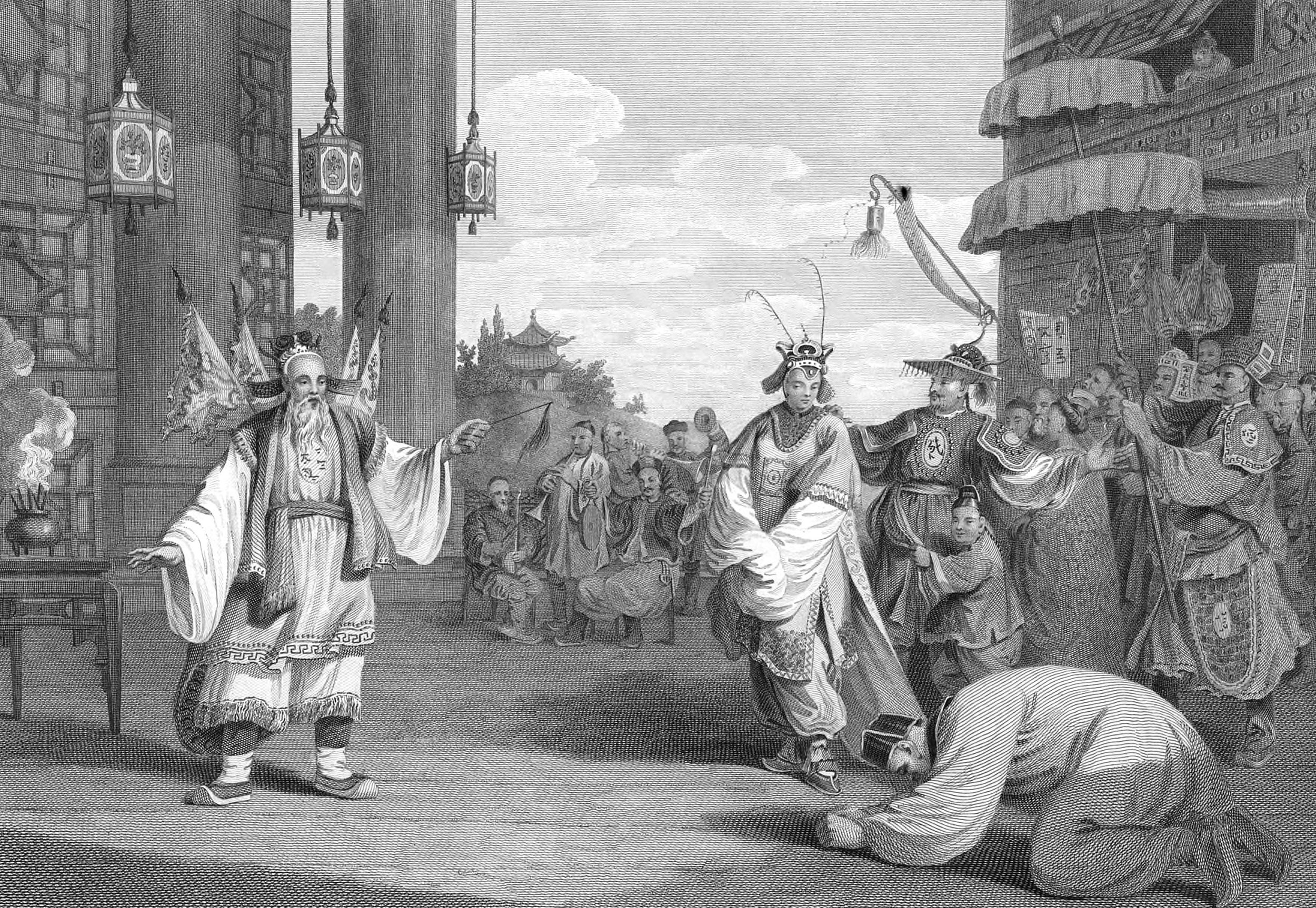 A Scene in an historical play exhibited on the Chinese stage