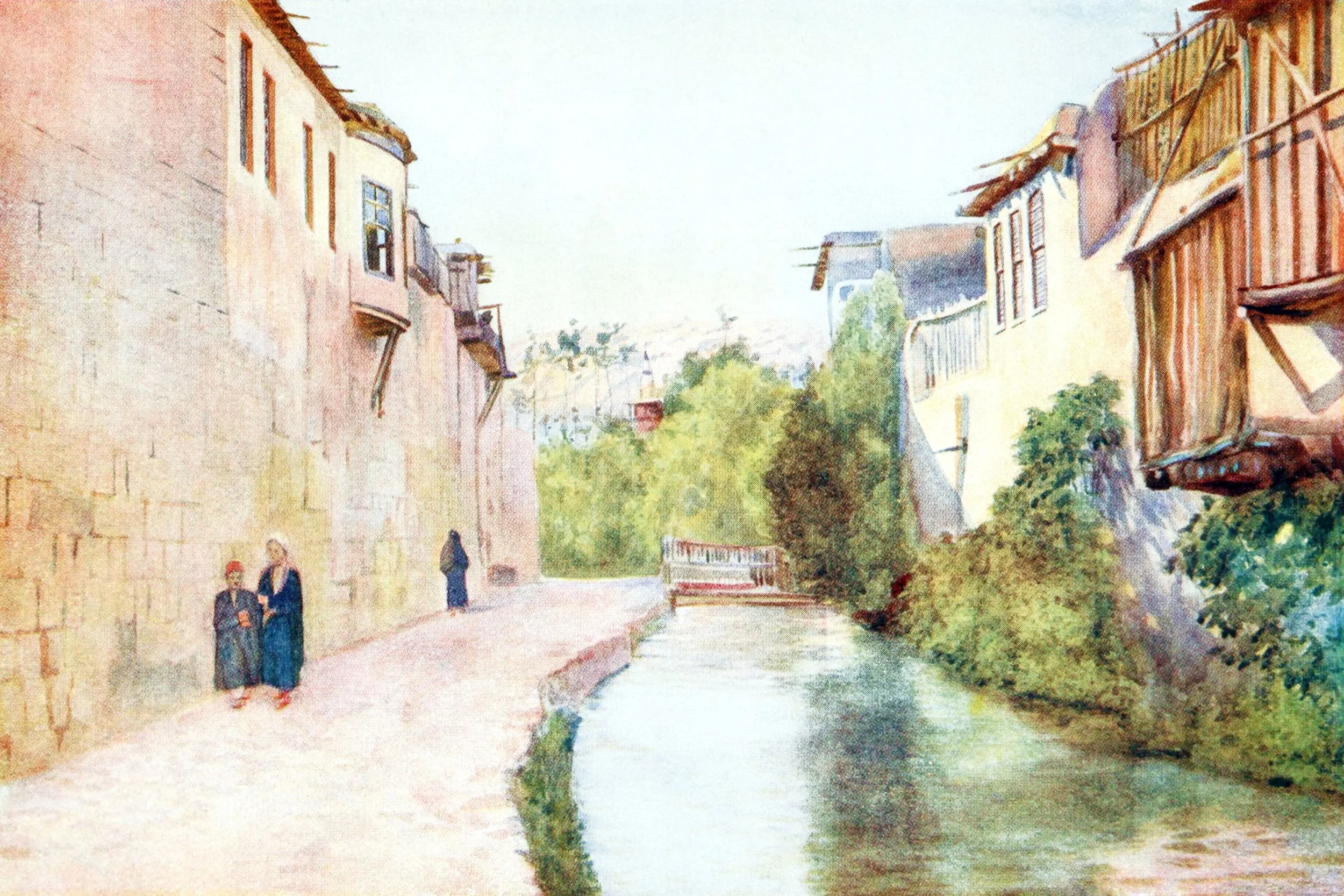 Walls of the City and Barada River, Damascus