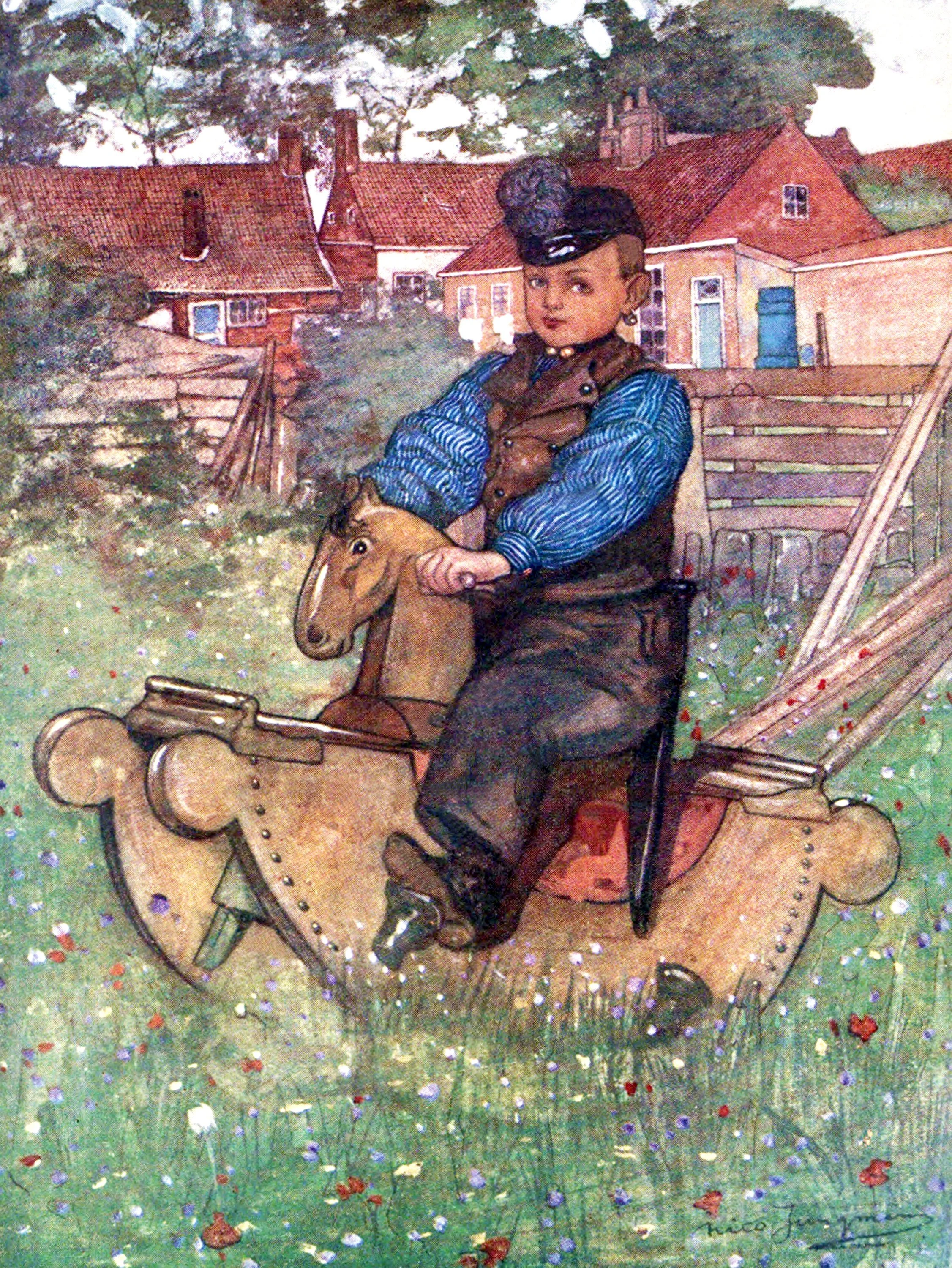 A Boy of Veere Astride a Rocking Horse