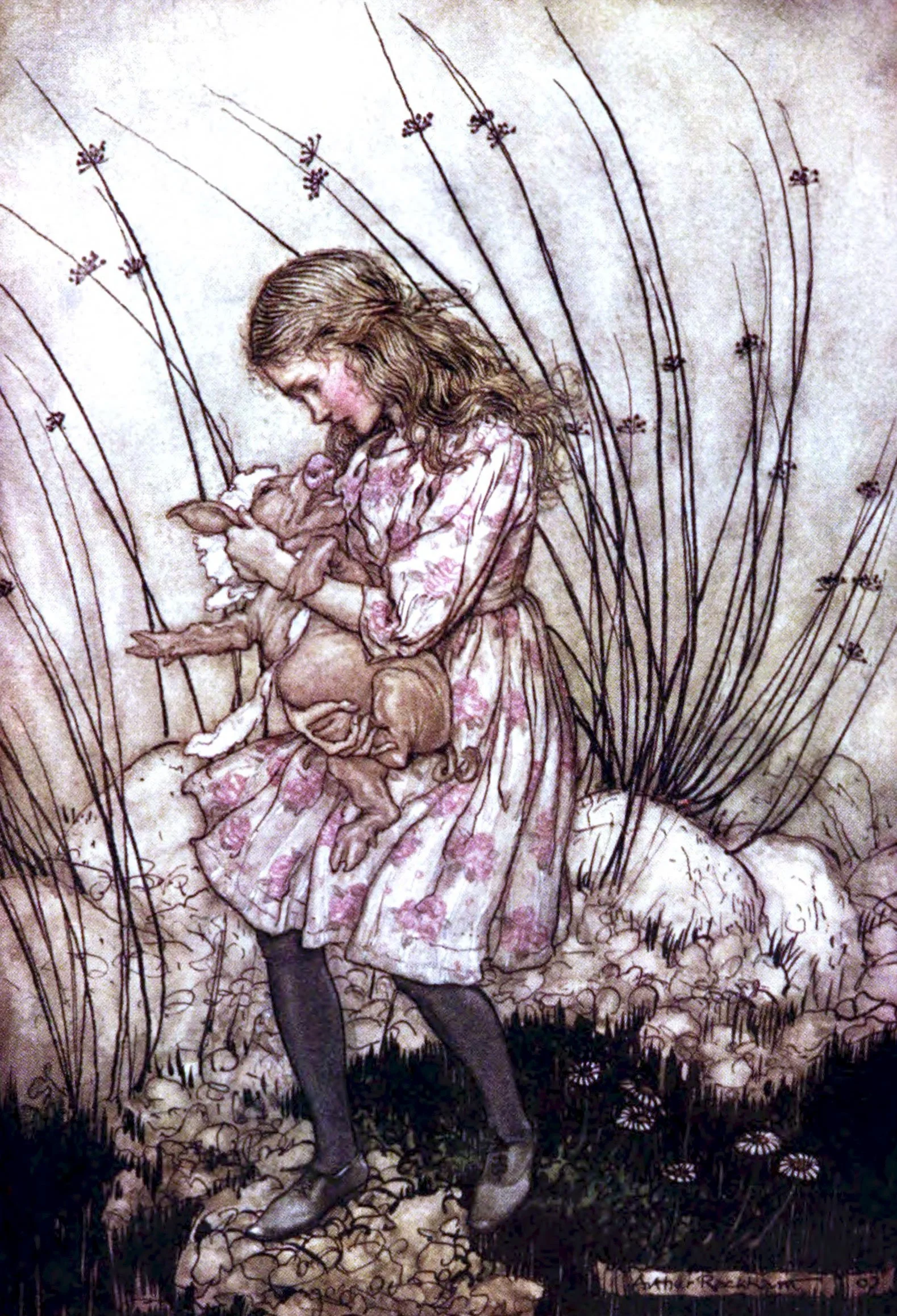 It grunted again so violently that she looked down into its face in some alarm