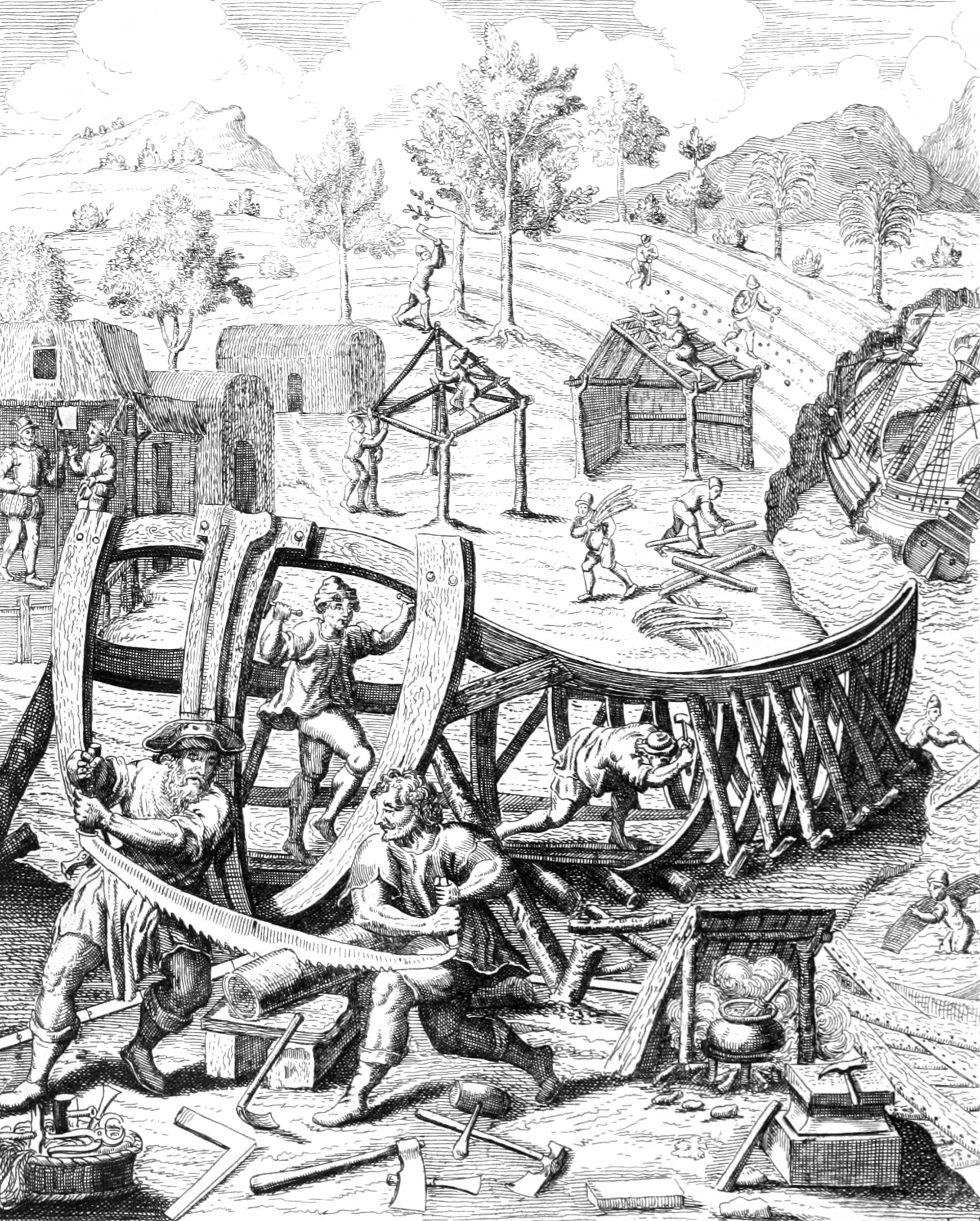 Lope de Olano ordered that a caravel be made from the planks of the boats that had been broken to pieces